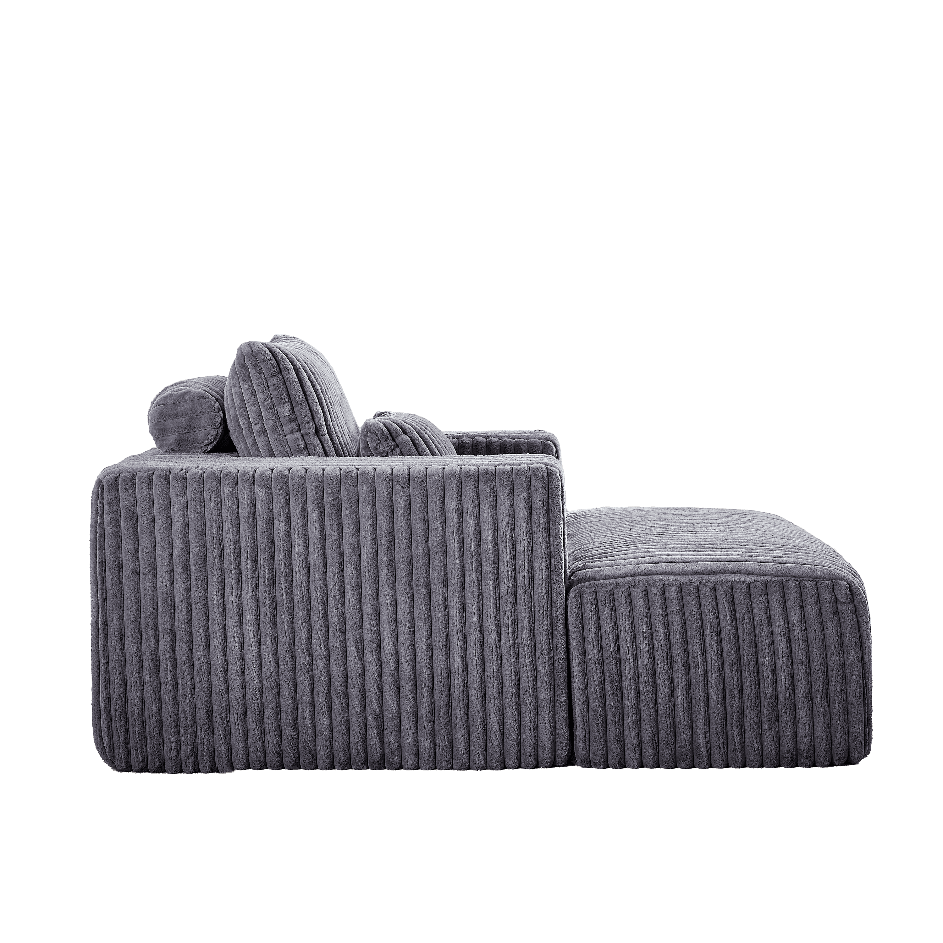 62.5-Inch Corduroy Sponge Sofa Lounge Chair with Removable footrest,No Assembly Required,Fluffy Modern Sleeper Chair for Indoor Living Room Bedroom