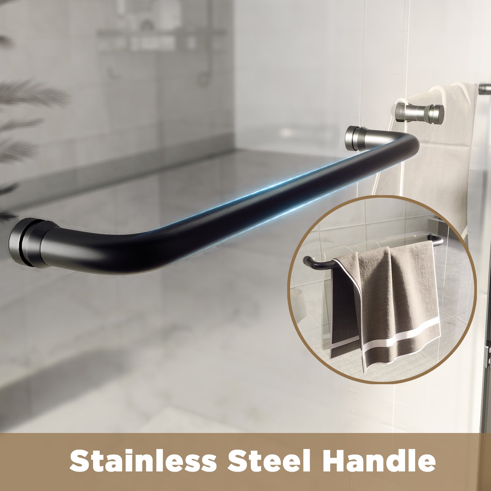 44-60 x 72 in Double Sliding Shower Door - 44-48 x 72 in / Matte Black view 4