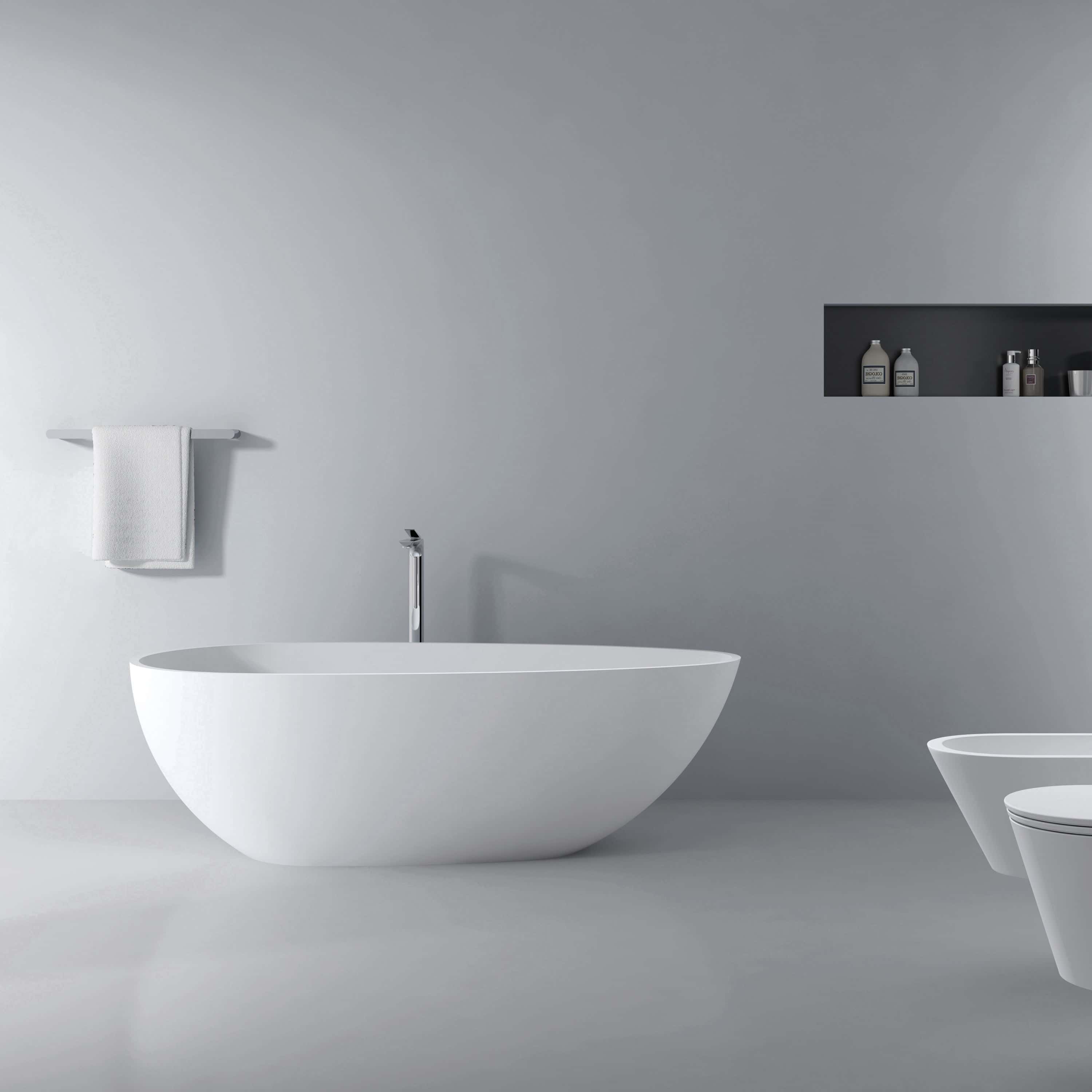 66.9" freestanding solid surface soaking bathtub for bathroom