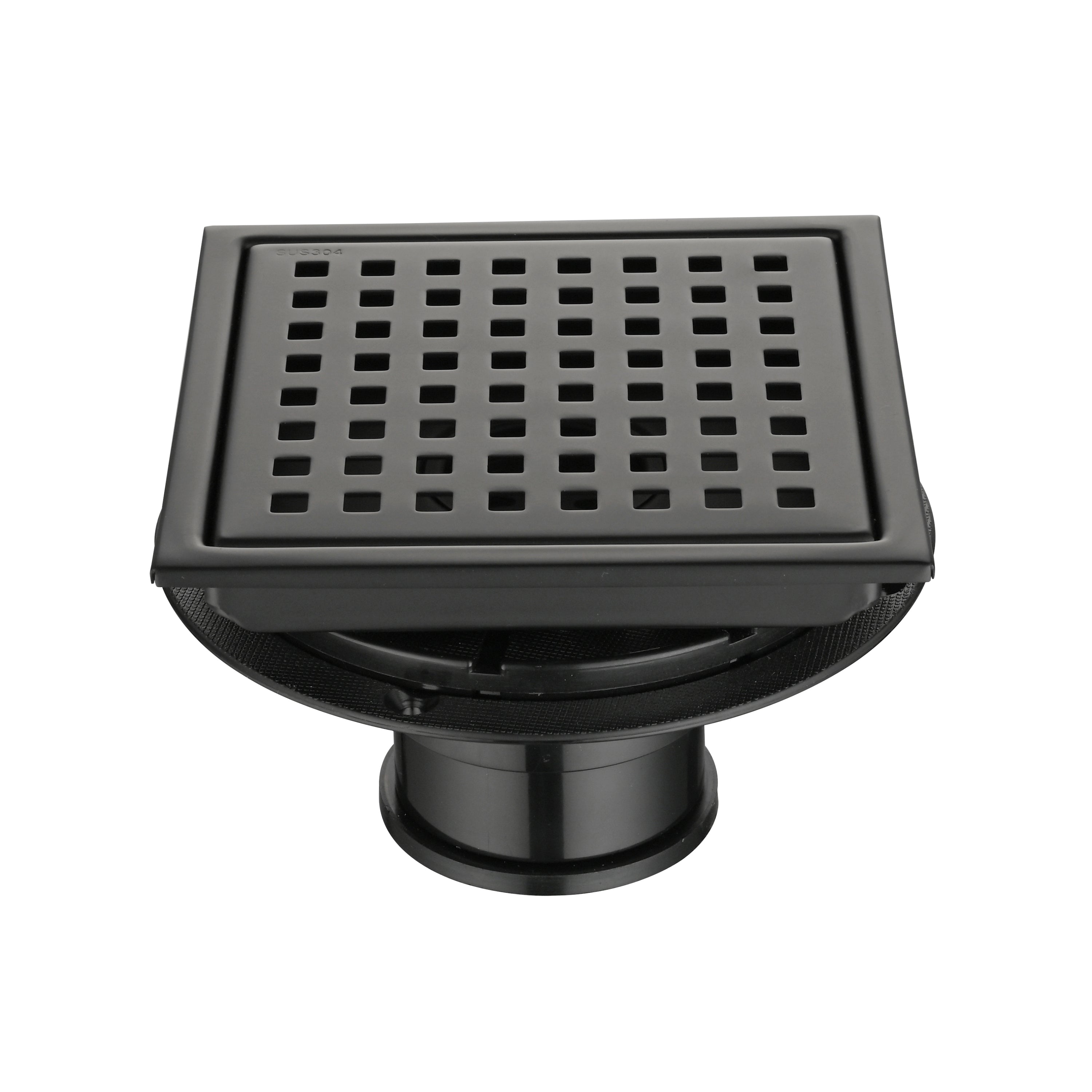 6 Inch Square Shower Floor Drain Square Shower Floor Drain with Flange,Pattern Grate Removable,Food-Grade SUS 304 Stainless Steel