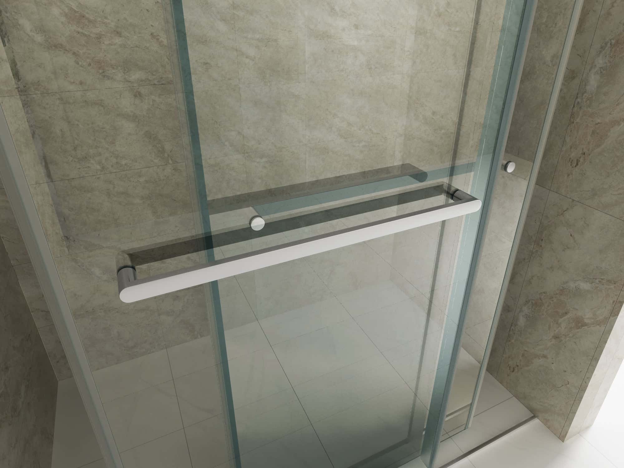 56-60"W x 76"H Double Sliding Frameless Soft-Close Shower Door, Premium 3/8 Inch (10mm) Thick Tampered Glass and Easy-cleaning Coating in Chrome 23D02-60C