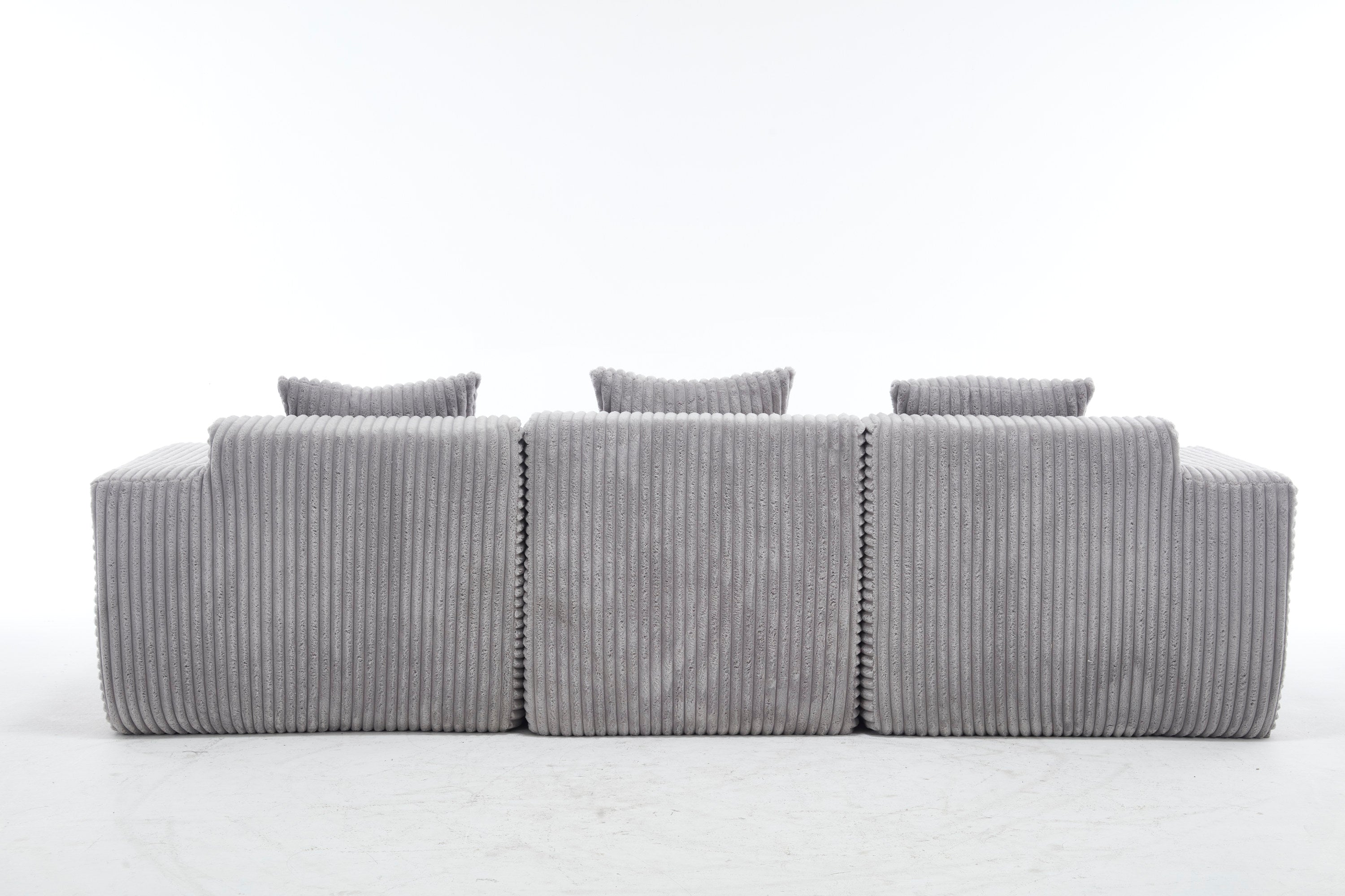 Modern Minimalist Modular Sectional Sofa,  L-Shape Upholstered Cloud Couch with Deep Seats, Right Facing Chaise for Living Room-Light Gray