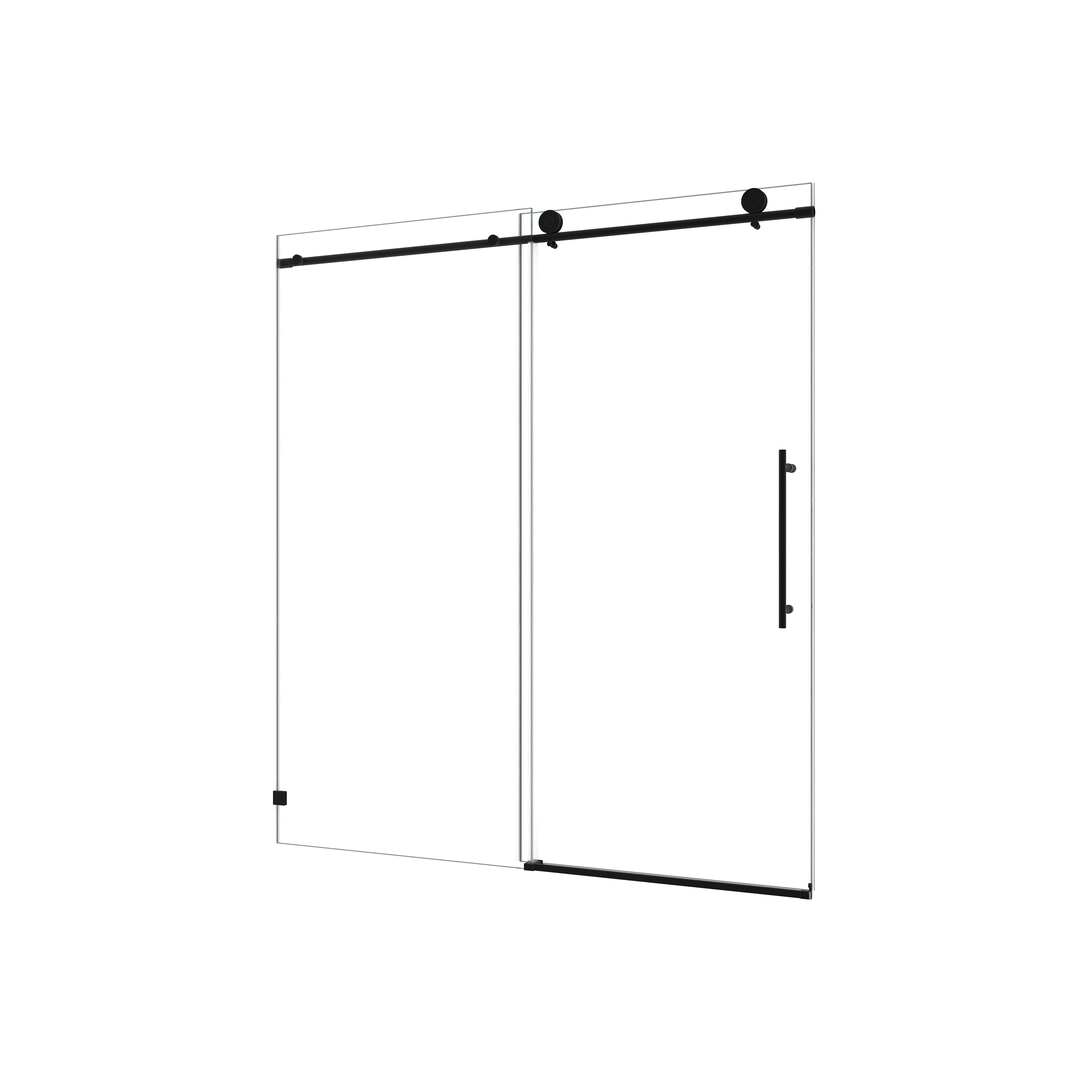 48 x 76 in Soft-Closing Frameless Sliding Shower Door - 48 x 76 in / Matte Black view 6