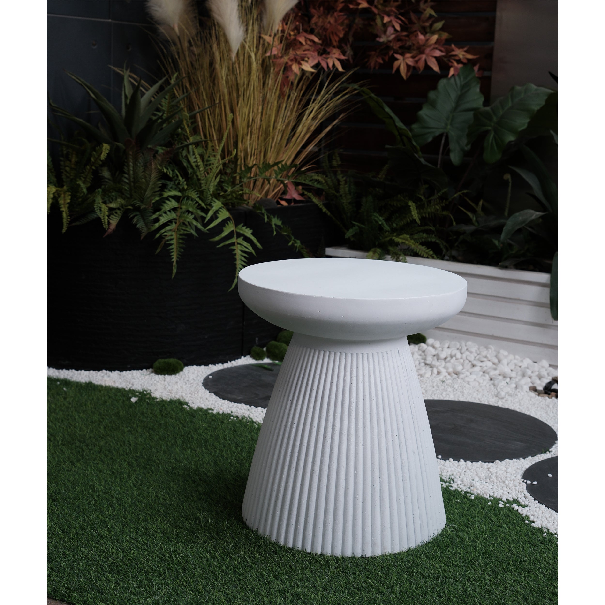 Decorative Garden End Table, 18.1" H Modern Heavy Duty Patio Sturdy Faux Terrazzo Accent Table Side Table Plant Table for Indoor Outdoor