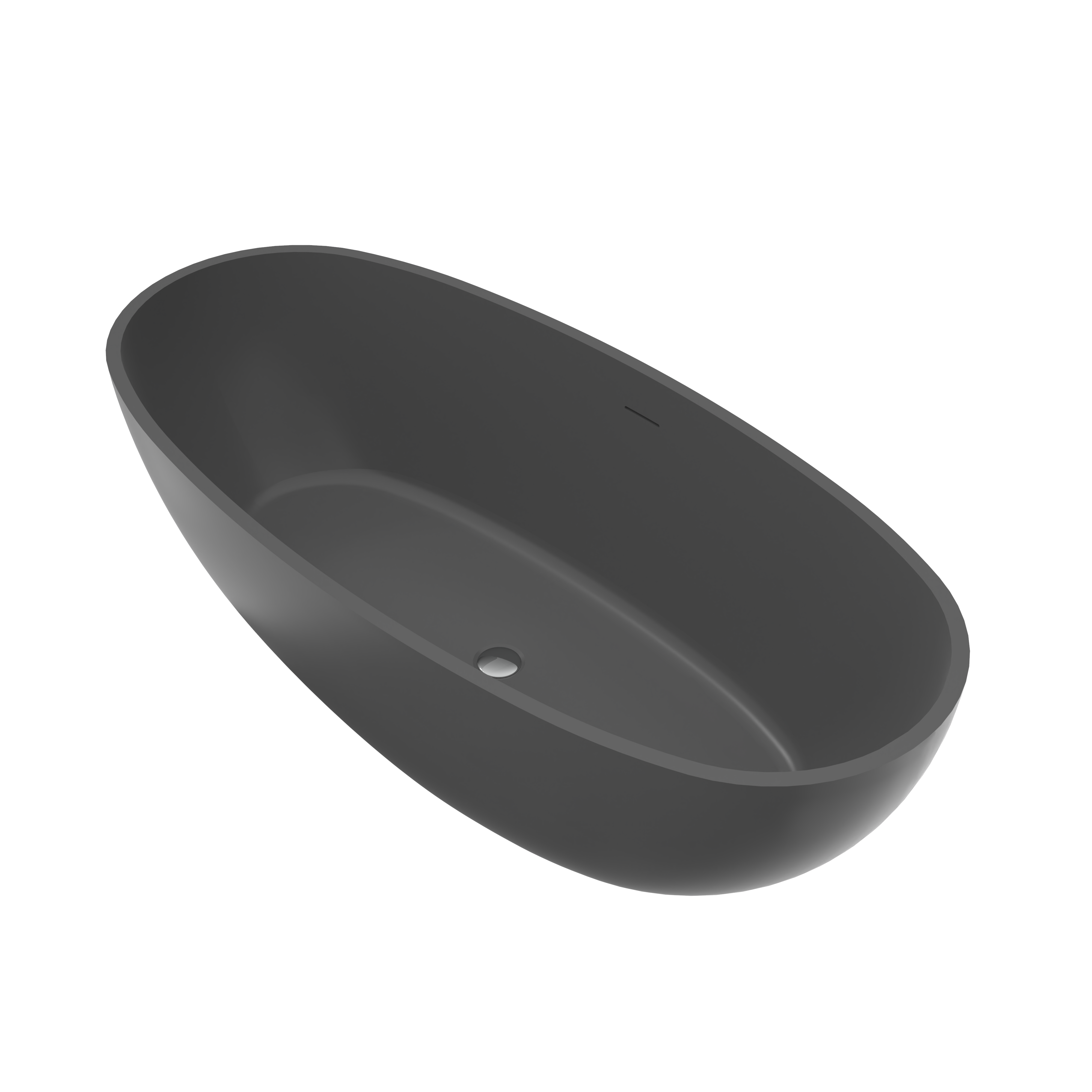 Freestanding solid surface soaking bathtub 65.2 inch white side profile