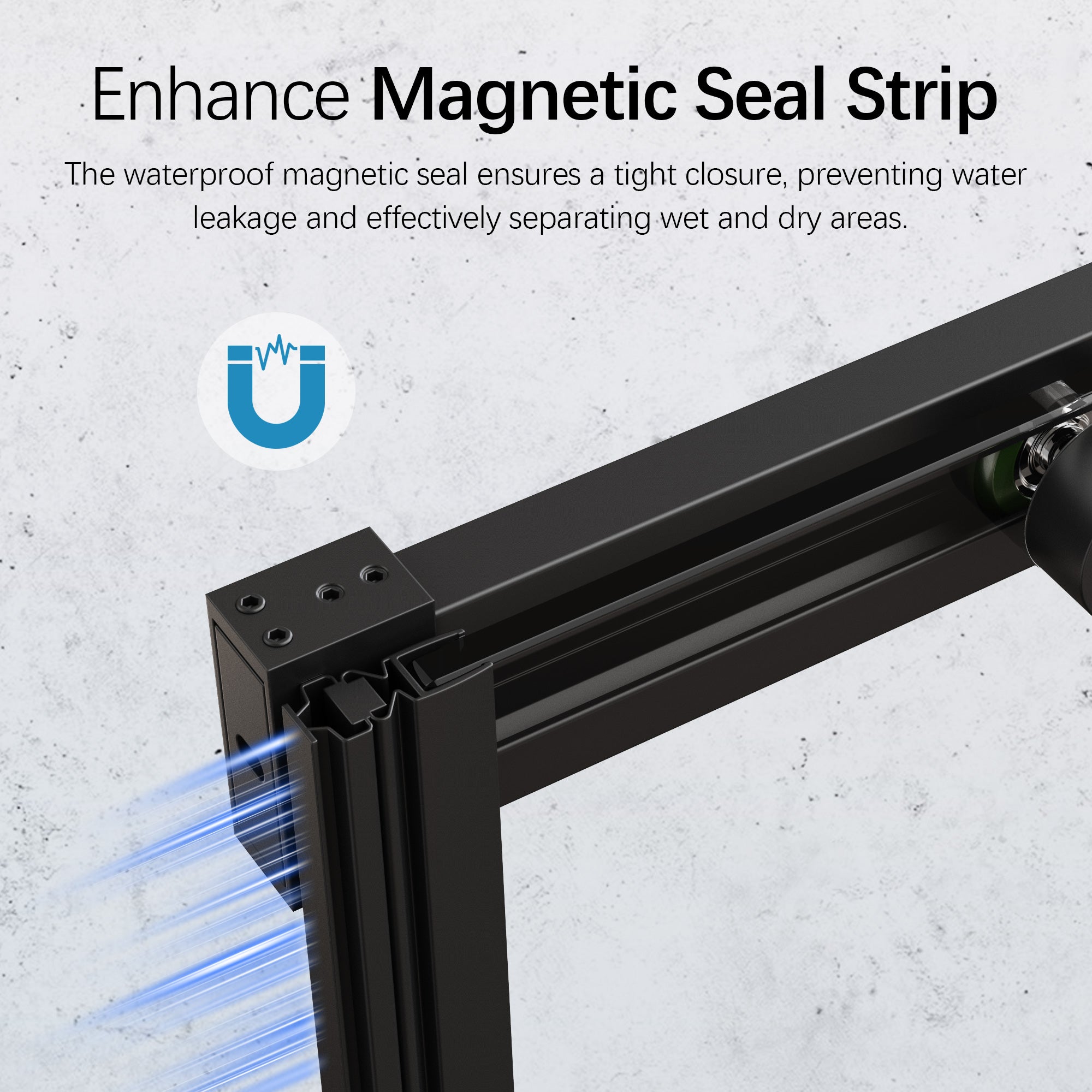 46-48 x 76 in Frameless Single Sliding Shower Door - 46-48 x 76 in / Matte Black view 3