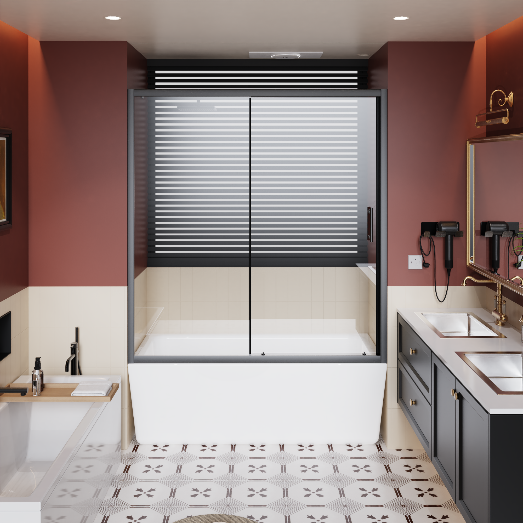 60 x 62 in Single Sliding Bathtub Door - 60 x 62 in / Matte Black / 1/5 in Glass view 3