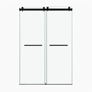 60 x 66 in Frameless Double Sliding Shower Door - 60 x 66 in / Matte Black view 1