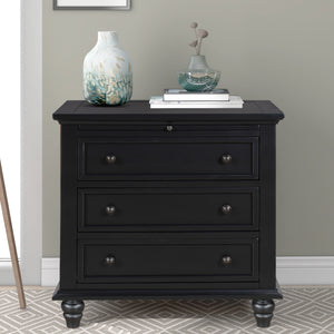 Painted minimalist nightstand 27.6 in with 3 drawers, front view