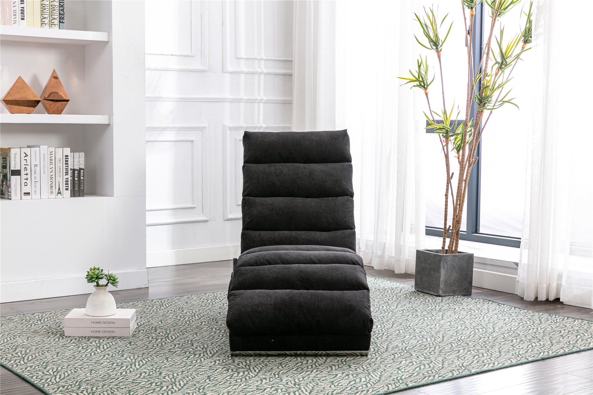 Fabric leisure chaise lounge recliner single-seat, rear angle view