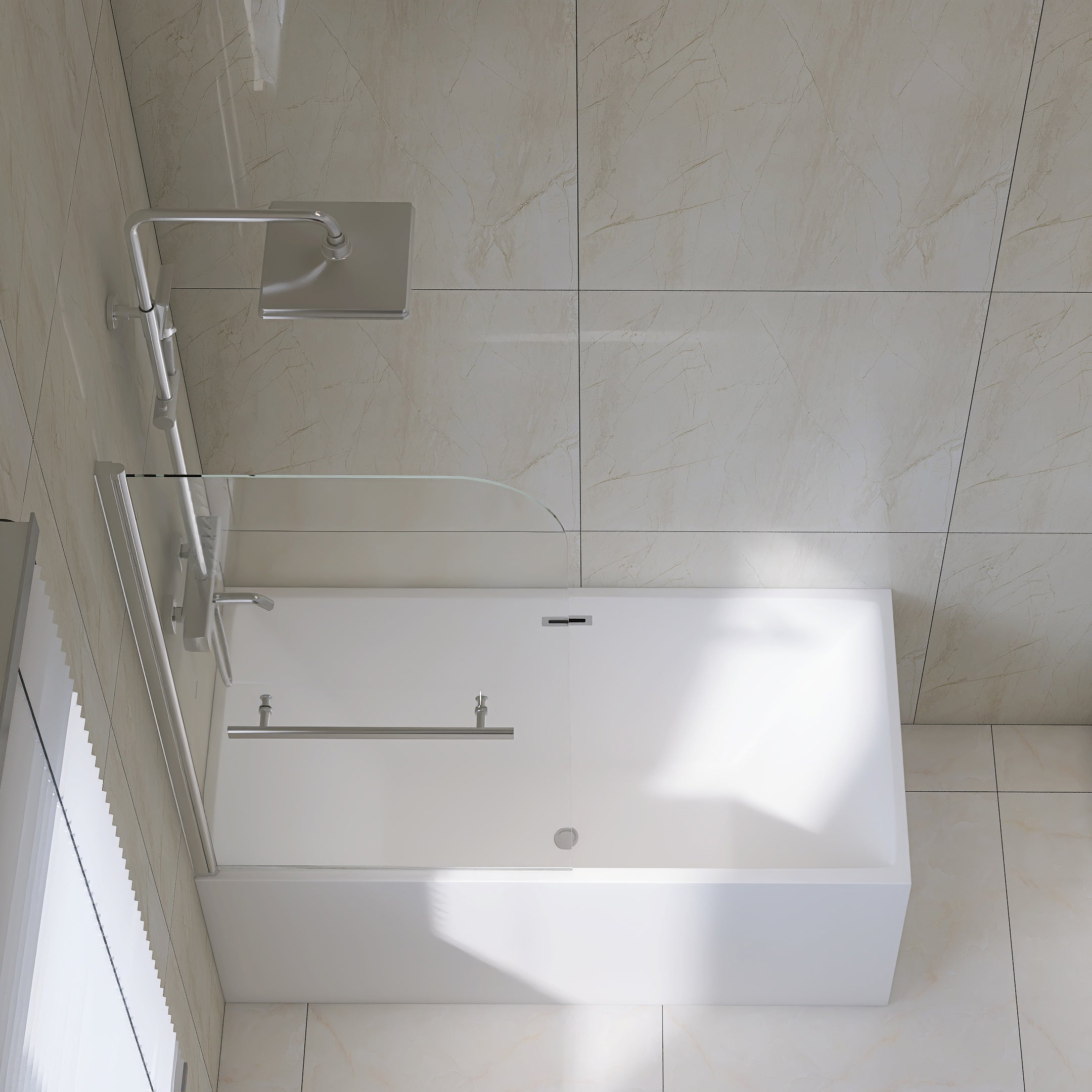 31 x 55 in frameless bathtub shower screen side view
