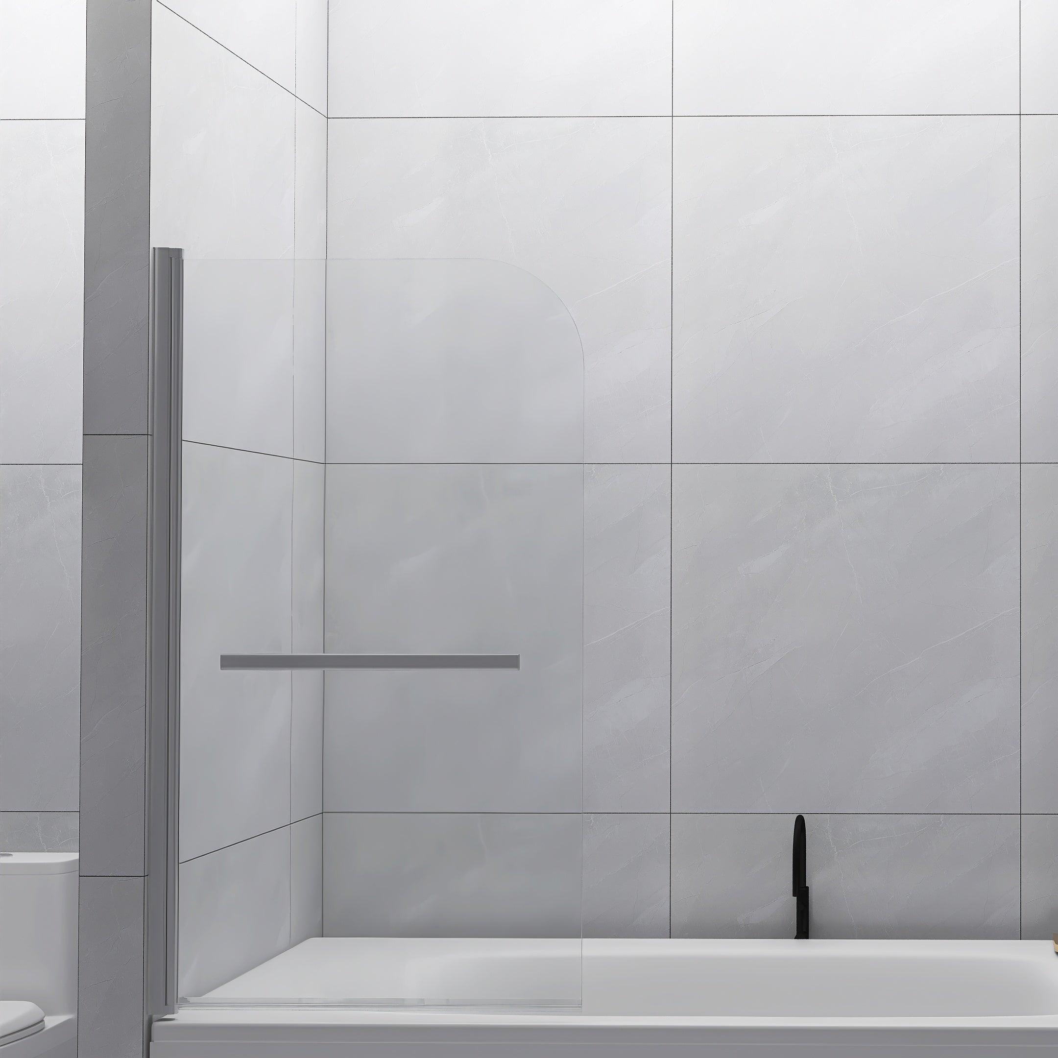 Frameless bathtub shower screen glass detail