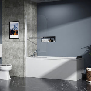 31 x 55 in frameless bathtub shower screen front view