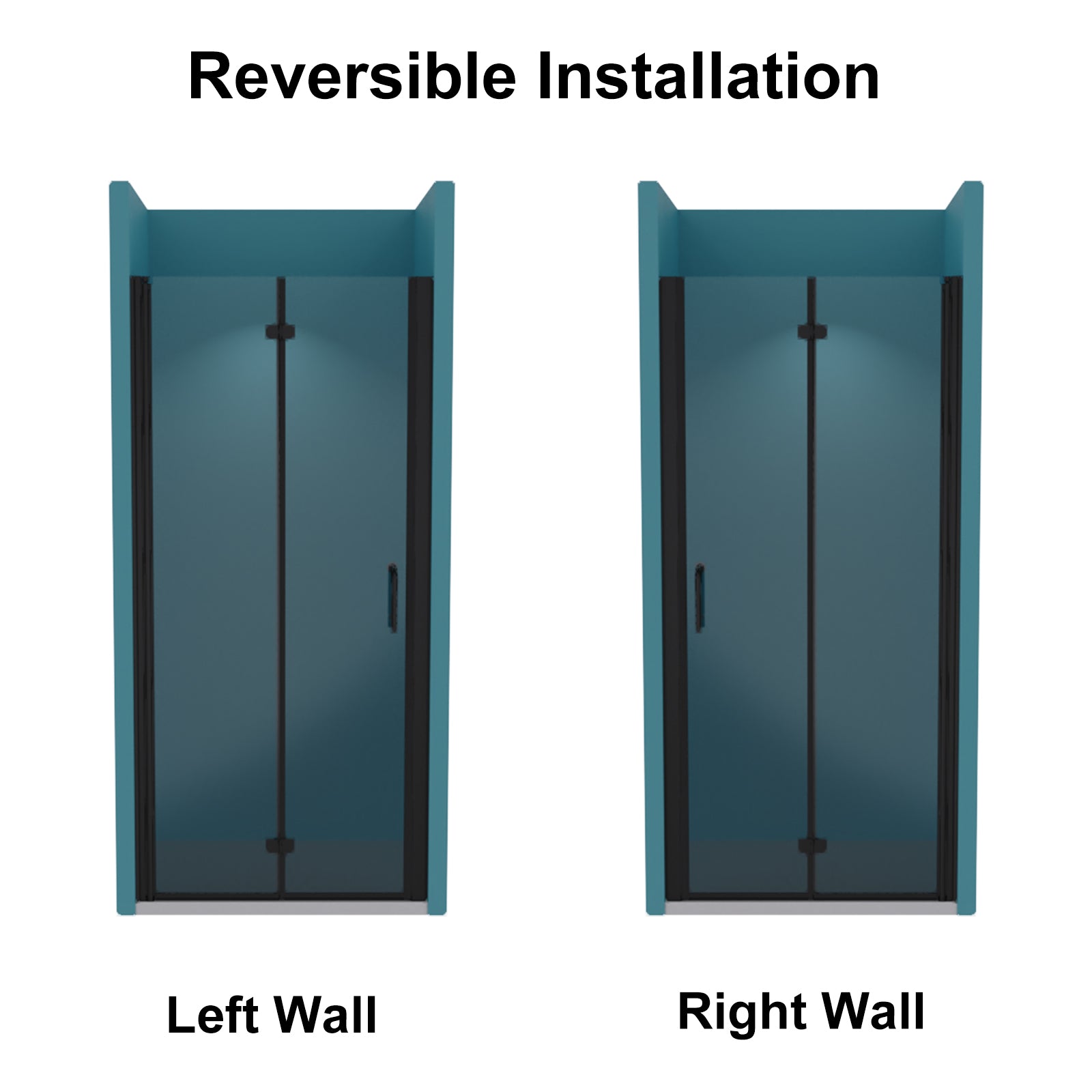 Matte black bi-fold shower door glass detail