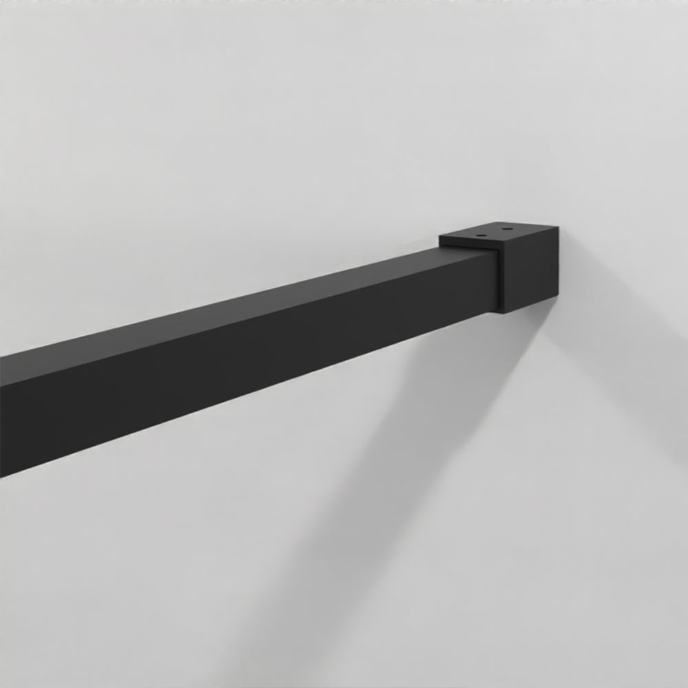 Black frame shower screen installation hardware view