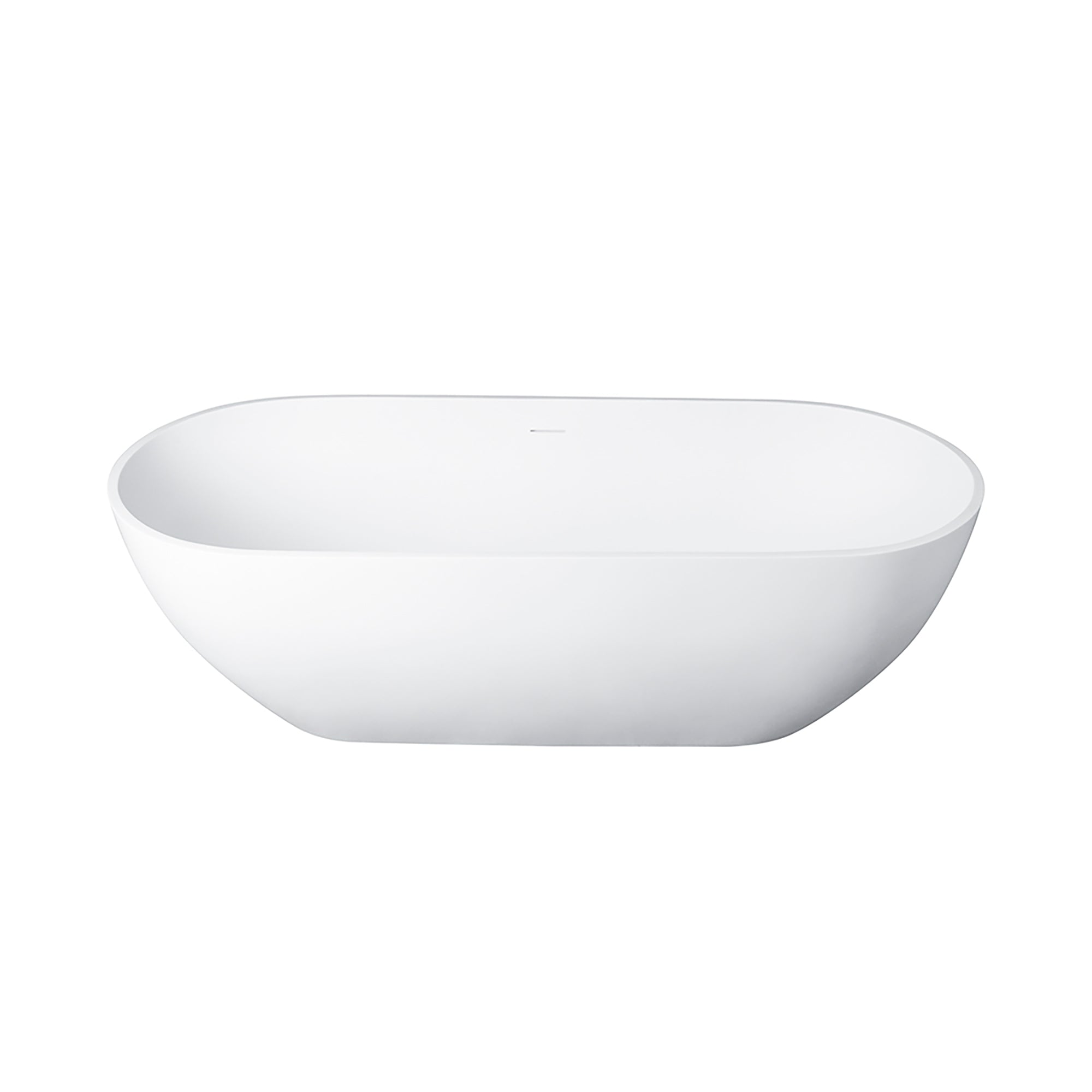 68.9 inch freestanding solid surface soaking bathtub, white, interior basin view