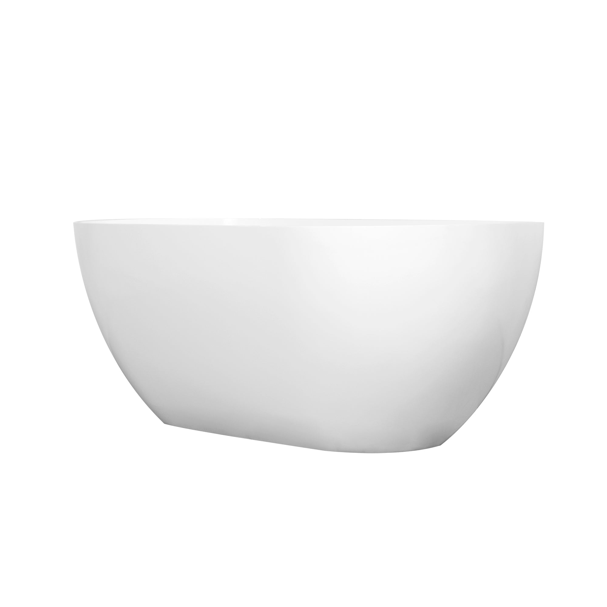 59-inch oval solid surface freestanding bathtub, white, drain detail