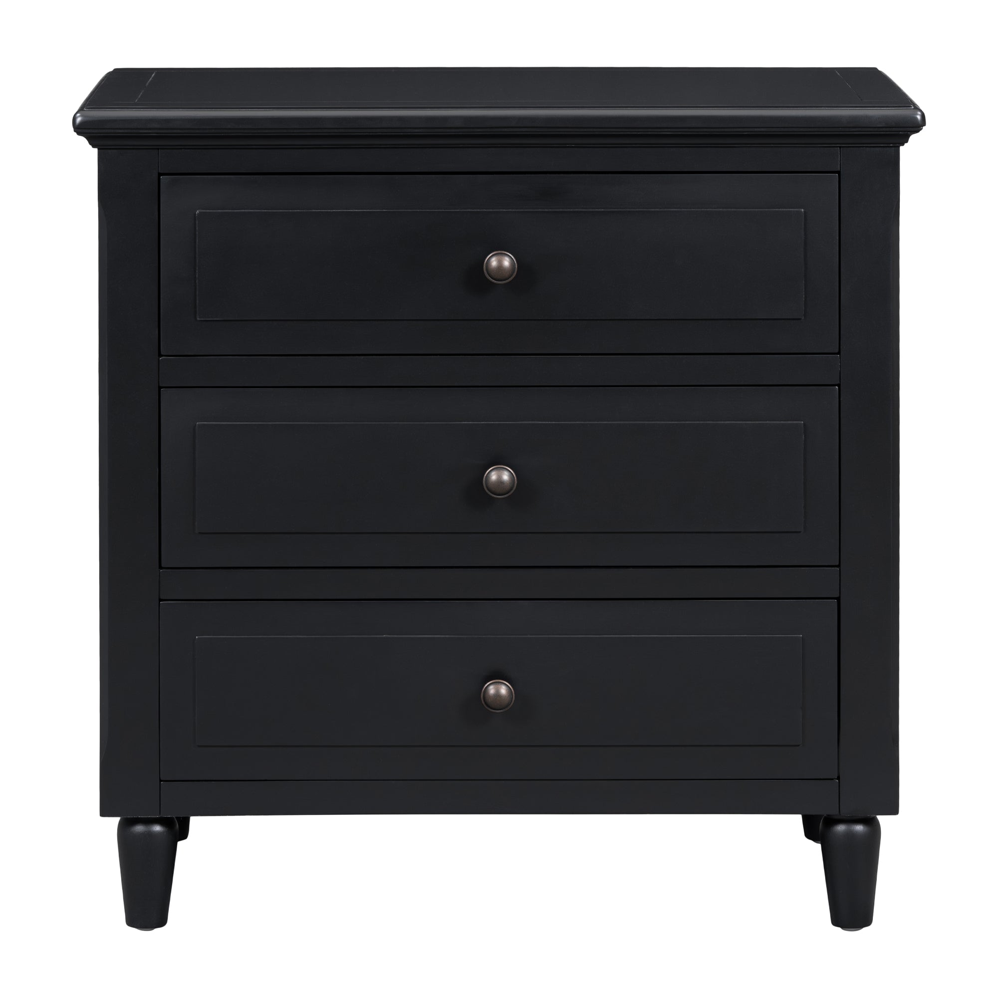 28-inch minimalist nightstand with rubber legs, side profile
