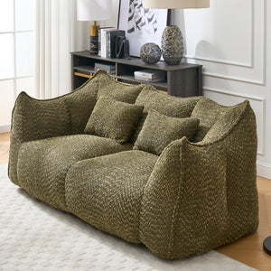 Two-person square beanbag recliner sofa with foam core, front view
