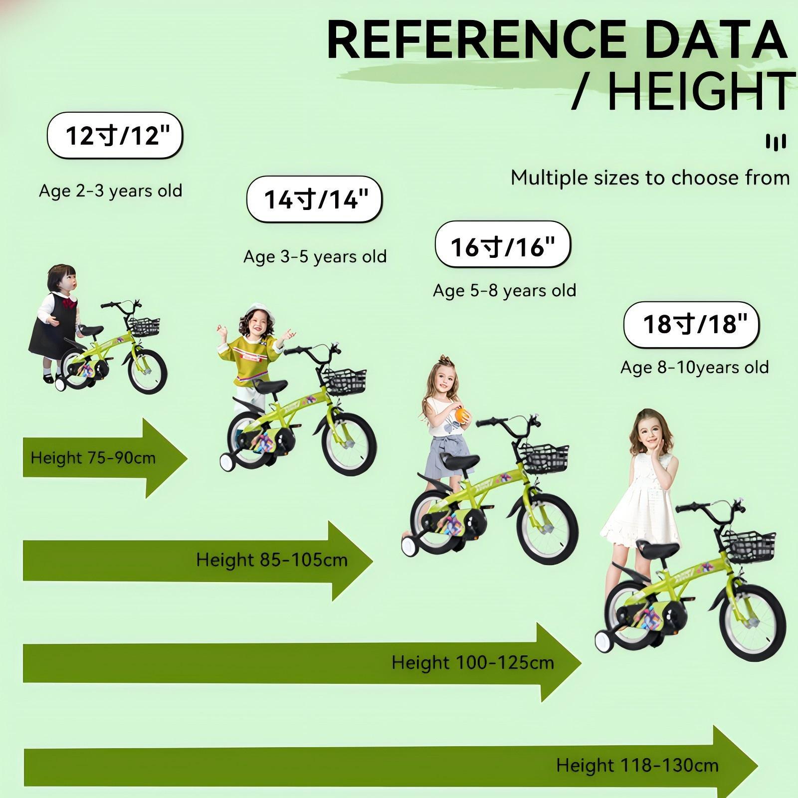 FKZNPJ 18 inch sporty kids bike with training wheels and stand Adjustable saddle Suitable for boys and girls aged 5-10 years tall Height 39-49 inches Available in a variety of colors