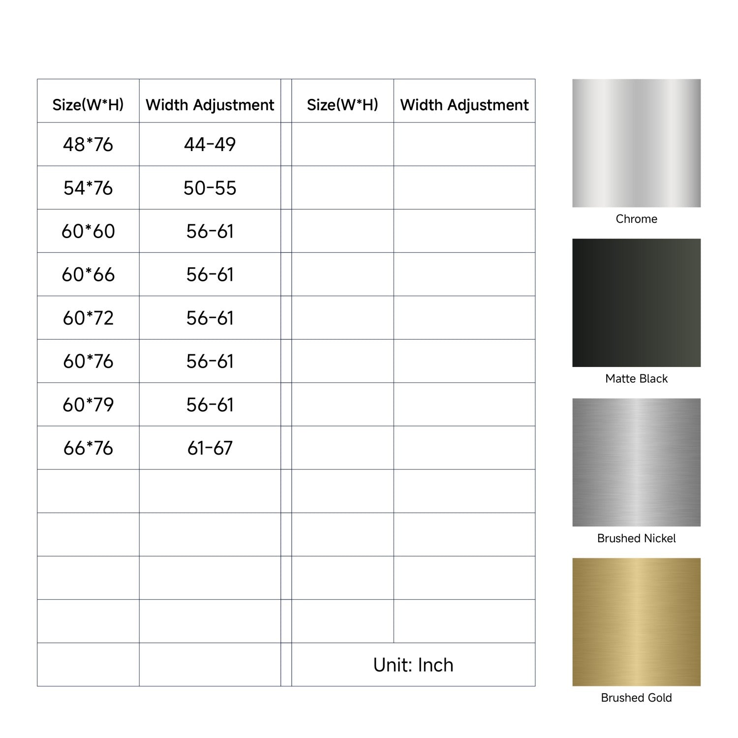 54 x 79 in Frameless Double Sliding Shower Door - 54 x 79 in / Brushed Gold / 3/8 in Glass view 9