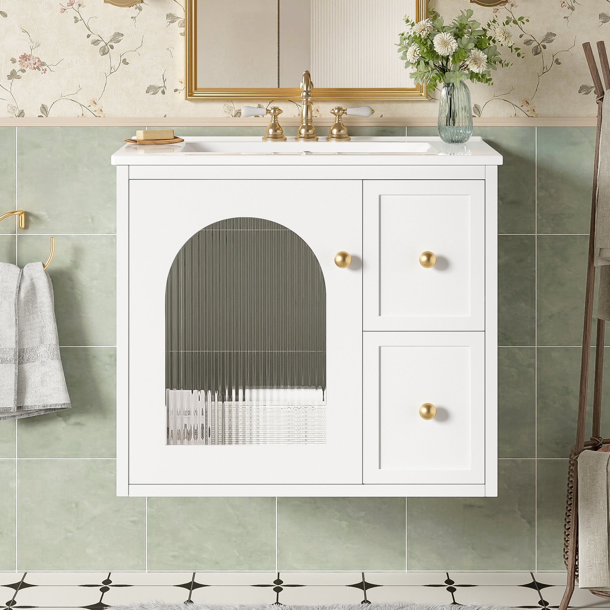 24 inch white wall mounted bathroom vanity