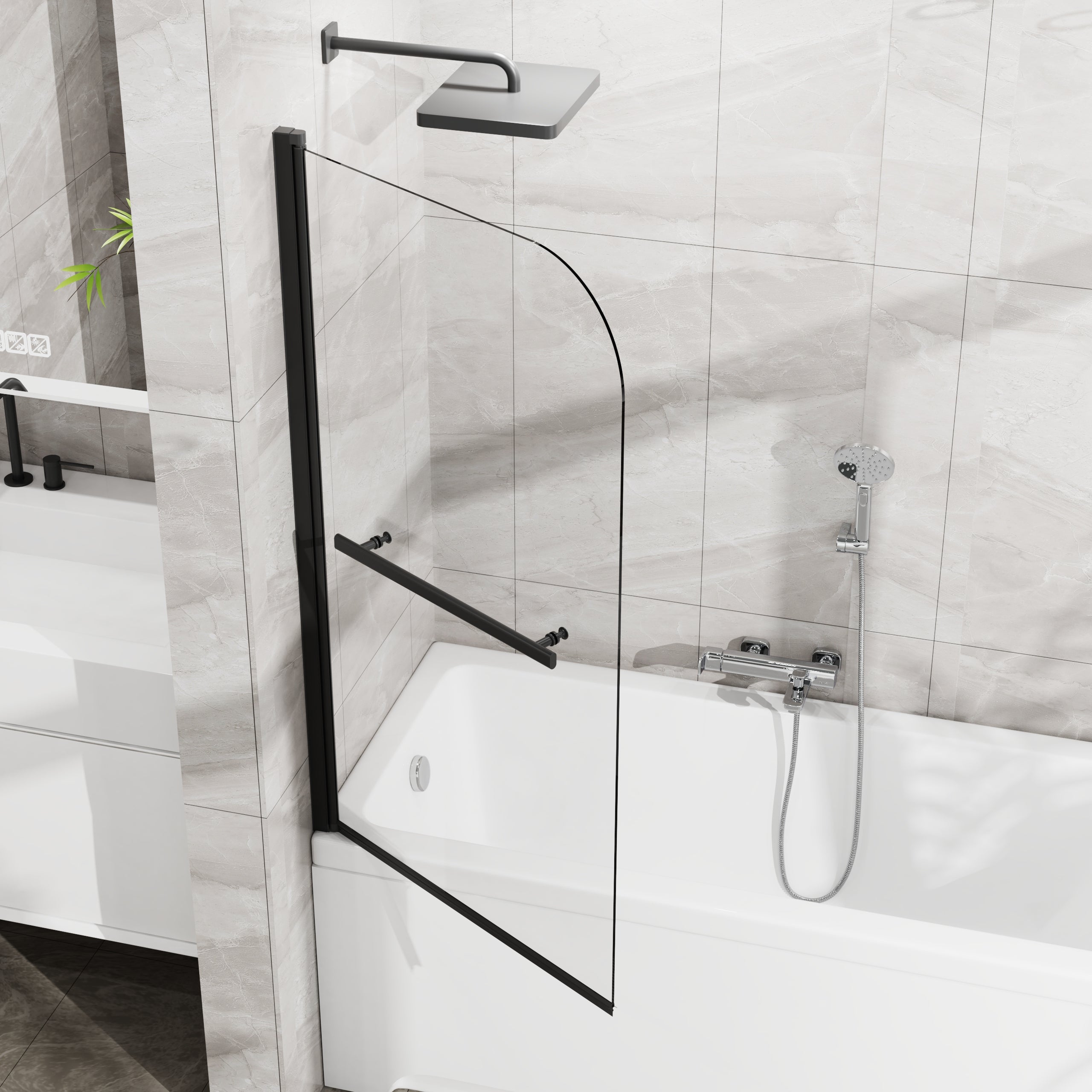 31 x 55 in Frameless Bathtub Screen - Matte Black view 1