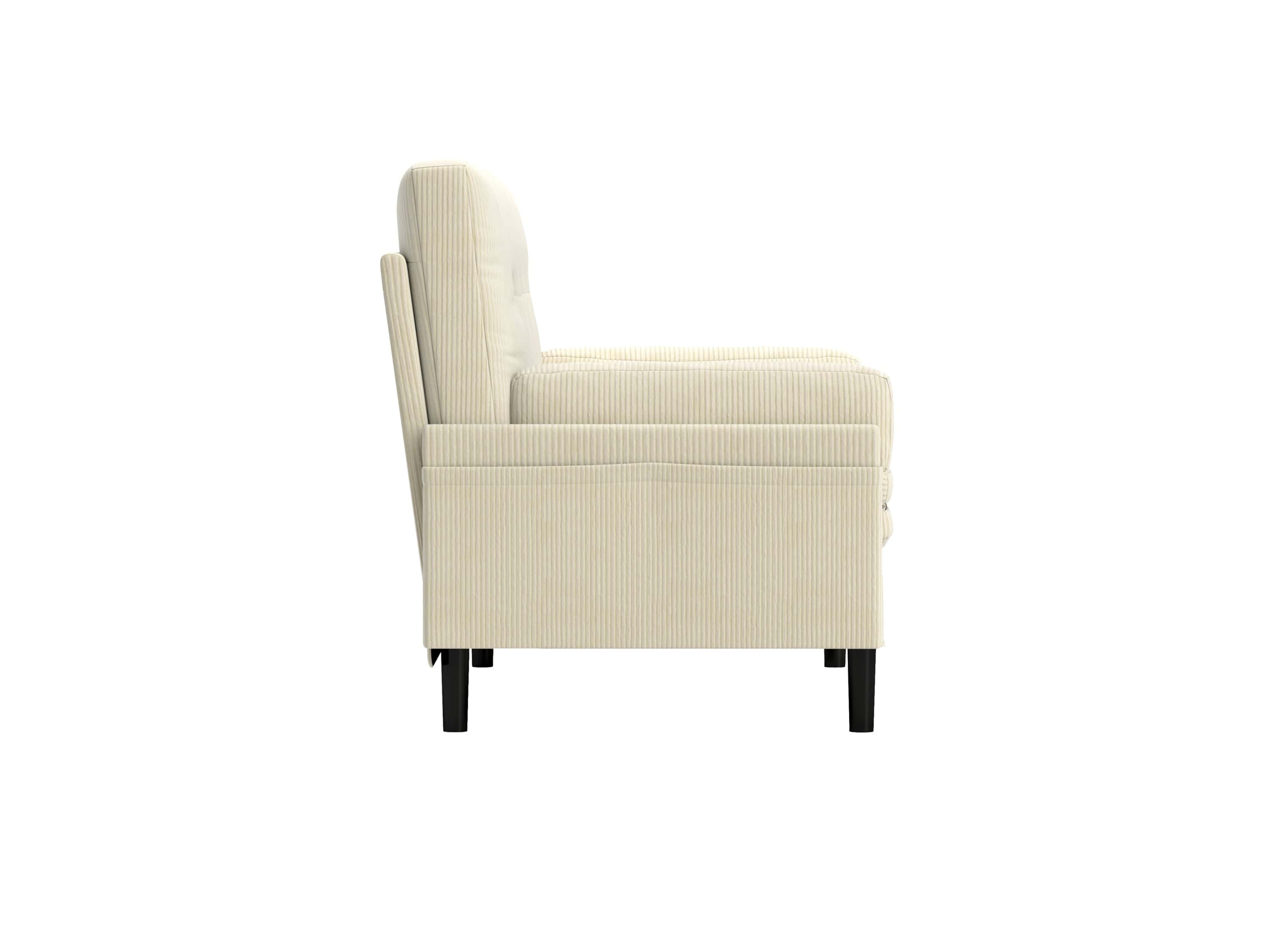 Ivory Corduroy Loveseat, Convertible Lounge Chair and Bed