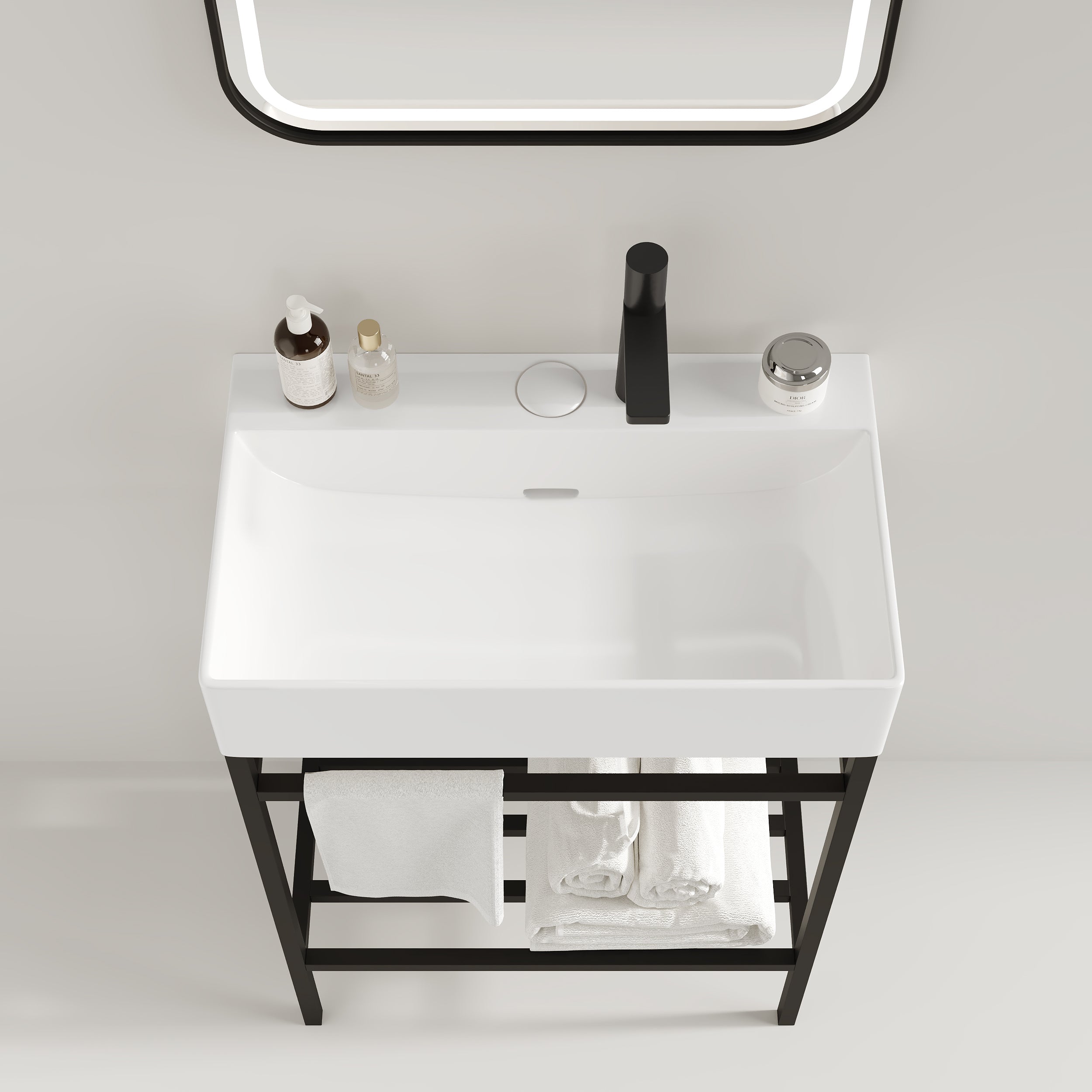 LOFI 24'' Bathroom Sink without Cabinet, White Ceramic Basin
