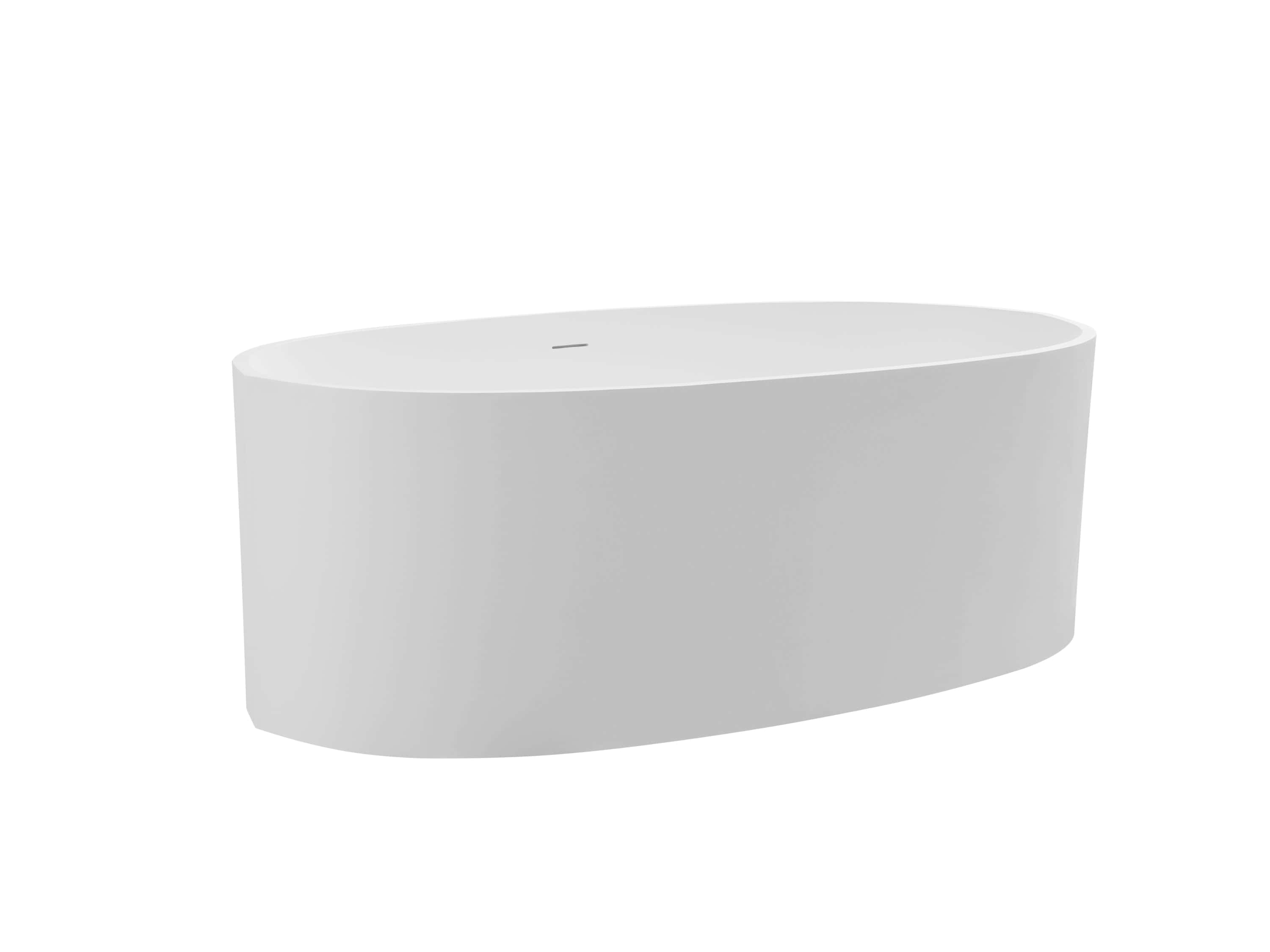 65" Freestanding Solid Surface Bathtub, Stone Resin Freestanding Bath Tub with Overflow and Pop-up Drain, Matte White 24S08-65MW