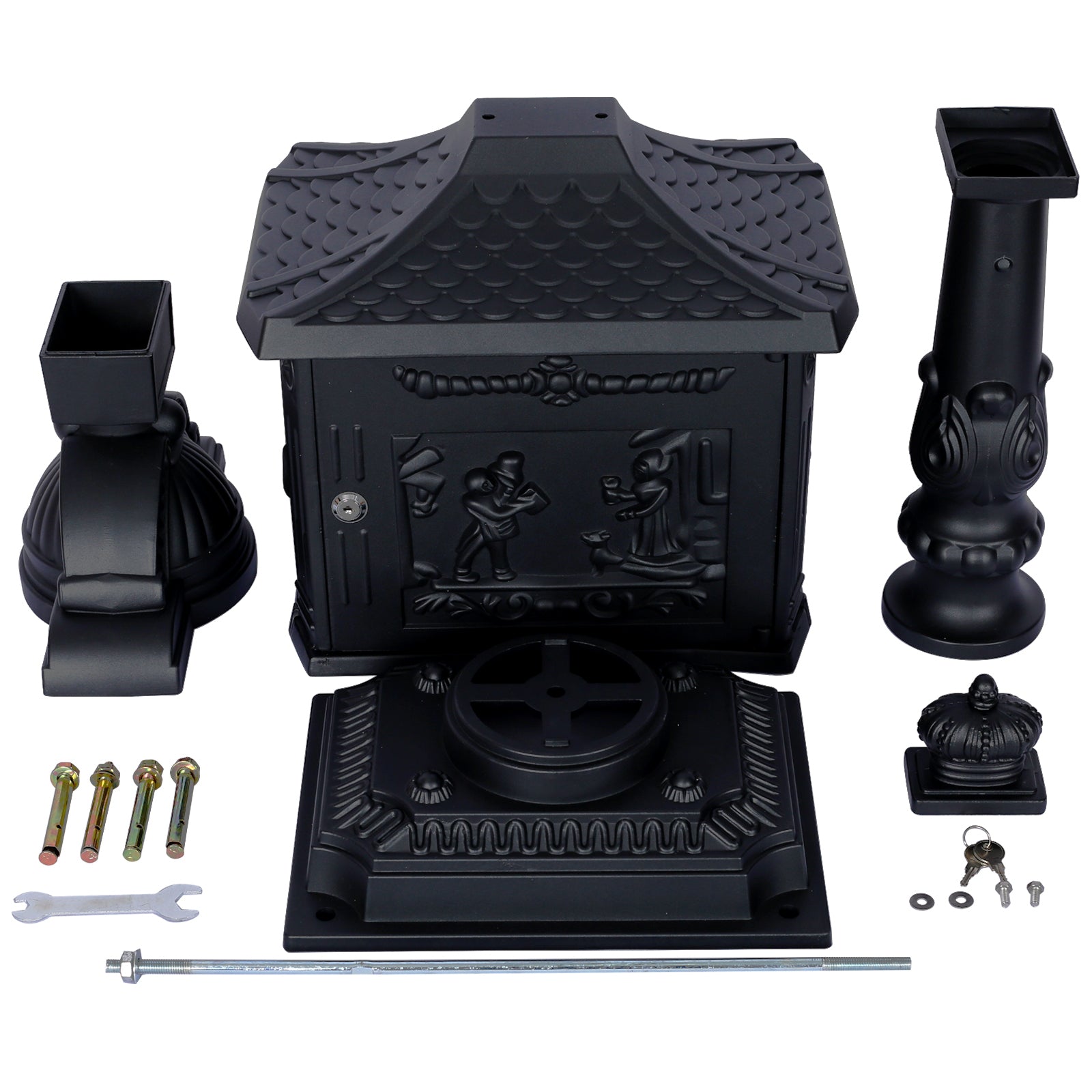 Cast Aluminum Mail Box,Postal Box , Mailbox Color Black