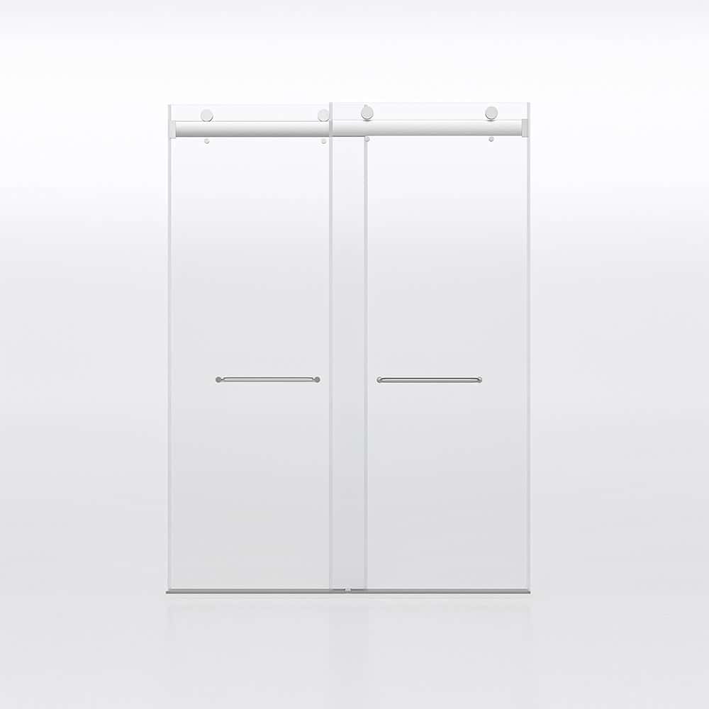 Frameless Sliding Glass Shower Doors 60"W x 76"H with 3/8"(10mm) Clear Tempered Glass, Brushed Nickel