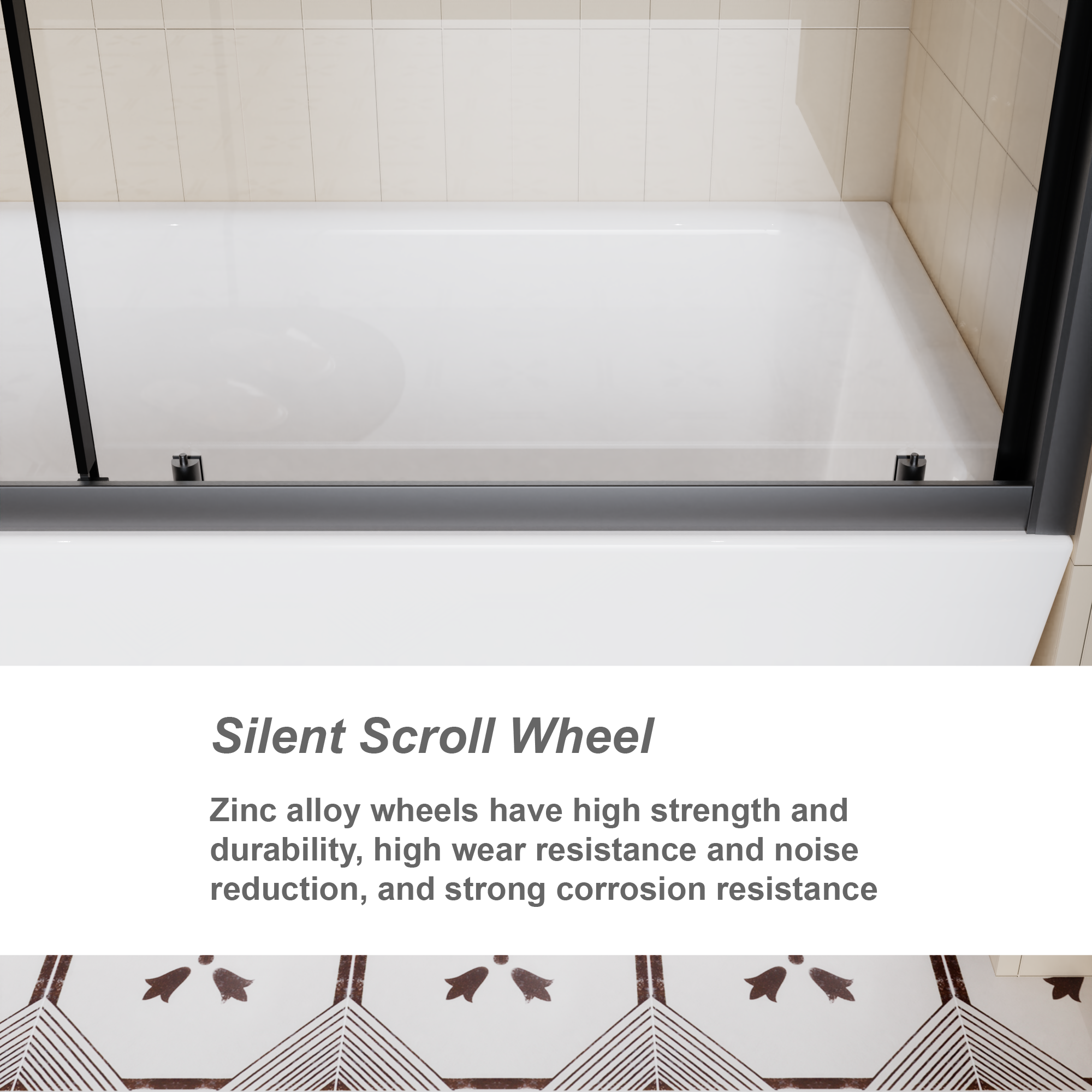60 x 62 in Single Sliding Bathtub Door - 60 x 62 in / Matte Black / 1/5 in Glass view 6