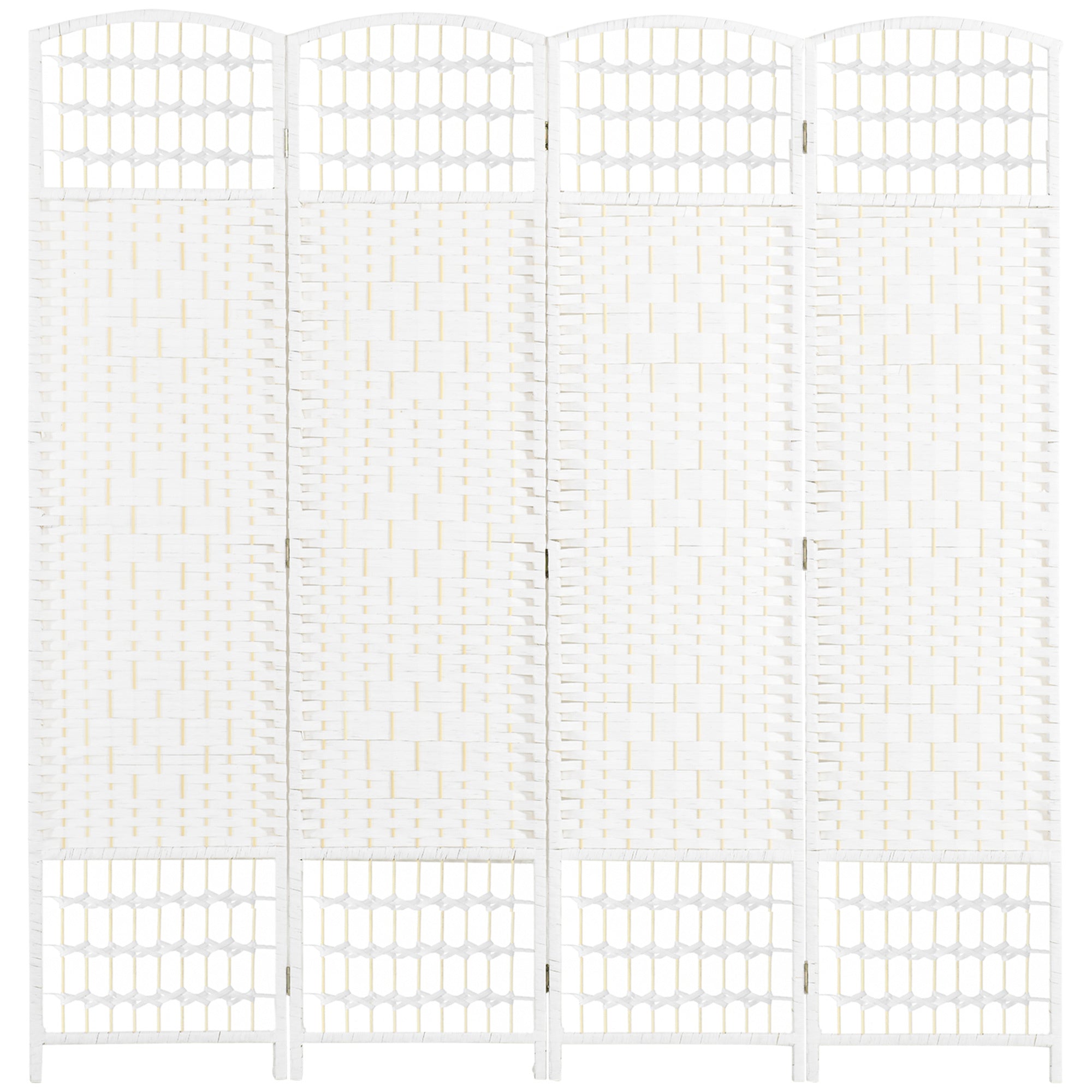4 Panel Room Divider, Folding Privacy Screen, 5.6' Room Separator, Wave Fiber Freestanding Partition Wall Divider for Rooms, Home, Office, White