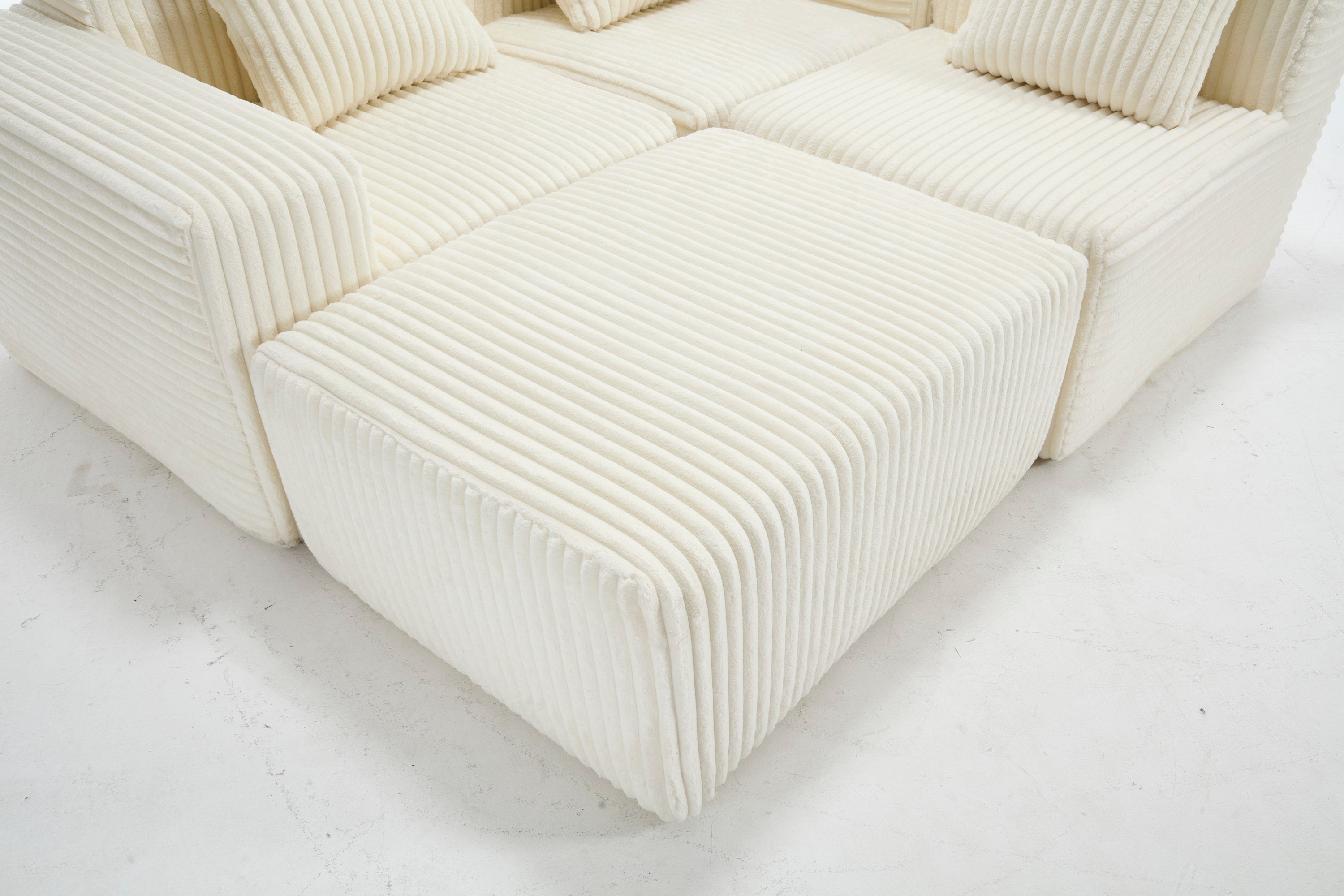 Modern Minimalist Modular Sectional Sofa,  L-Shape Upholstered Cloud Couch with Deep Seats, Right Facing Chaise for Living Room-White