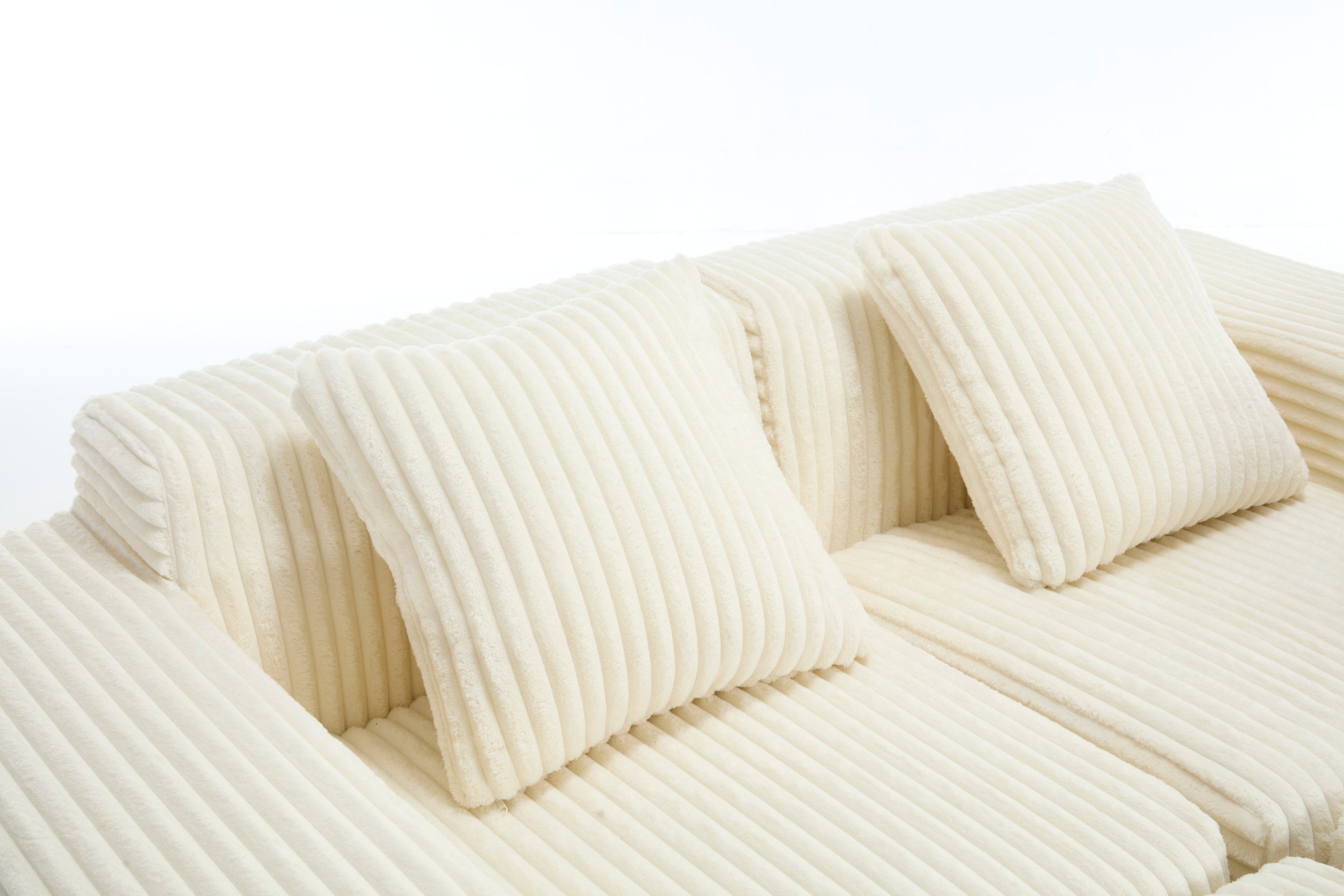 Modern Minimalist Modular Sectional Sofa,  L-Shape Upholstered Cloud Couch with Deep Seats, Right Facing Chaise for Living Room-White