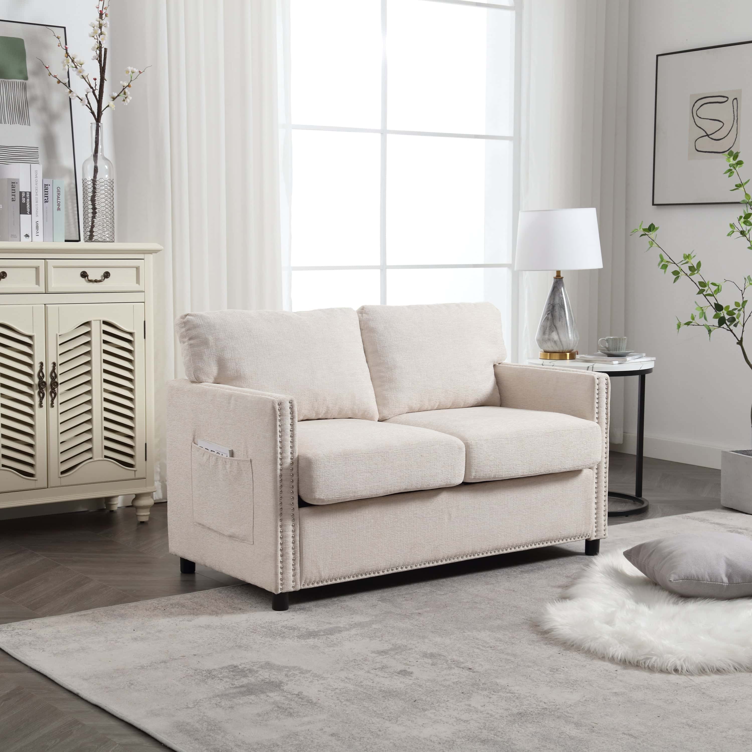 UNITED Modern chenille Fabric Loveseat, 2-Seat Upholstered Loveseat Sofa Modern Couch