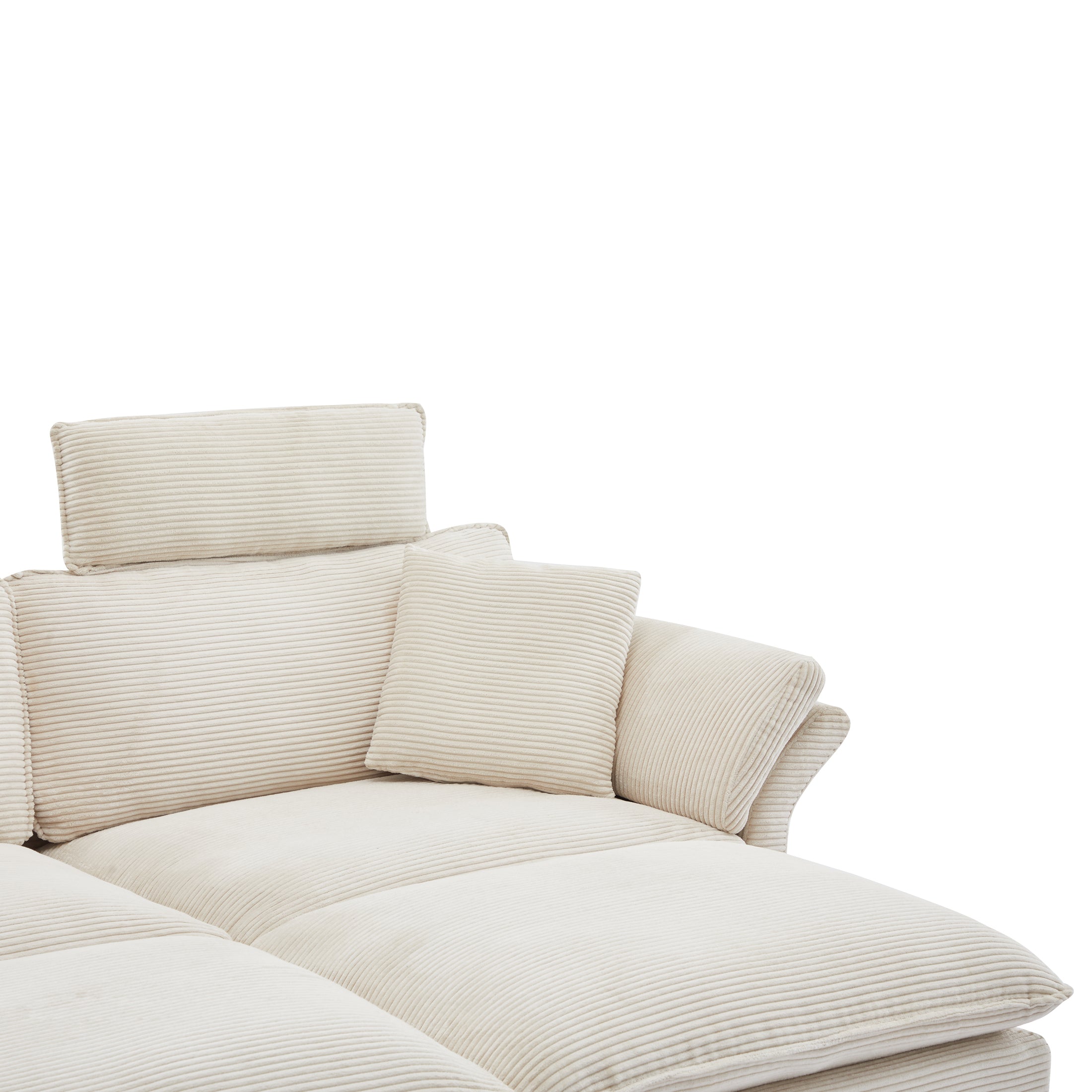Deep Seat Sectional Sofa, Comfortable Cloud Sofa with Ottomans, loveseat or 4-seater Sofa, 85.8''Modern Corduroy Upholstered Sectional Sofa for Living Room, Apartment, Studio, Office (Beige).