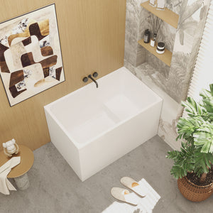 43-inch acrylic freestanding bathtub in gloss white, front view