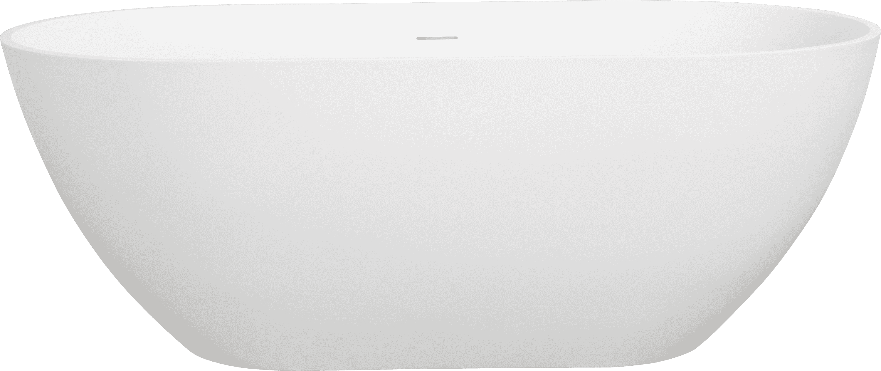 59" Freestanding Solid Surface Bathtub, Luxury Engineered Stone Resin Freestanding Soaking Bathtub with Overflow and Pop-up Drain for Contemporary Bathroom, Matte White 24S03-59MW