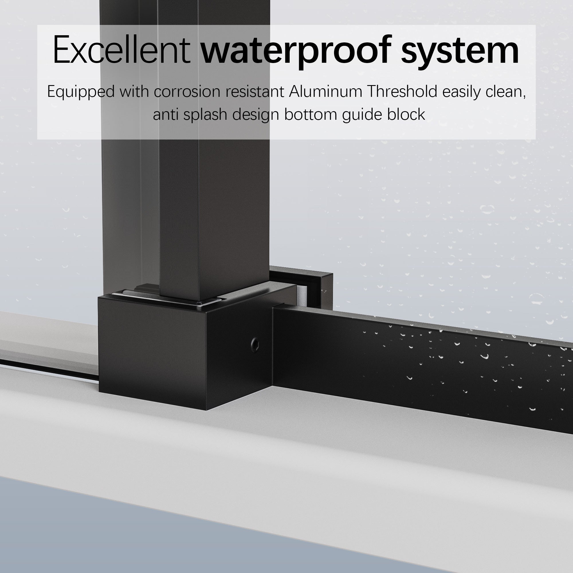 46-48 x 76 in Frameless Single Sliding Shower Door - 46-48 x 76 in / Matte Black view 4