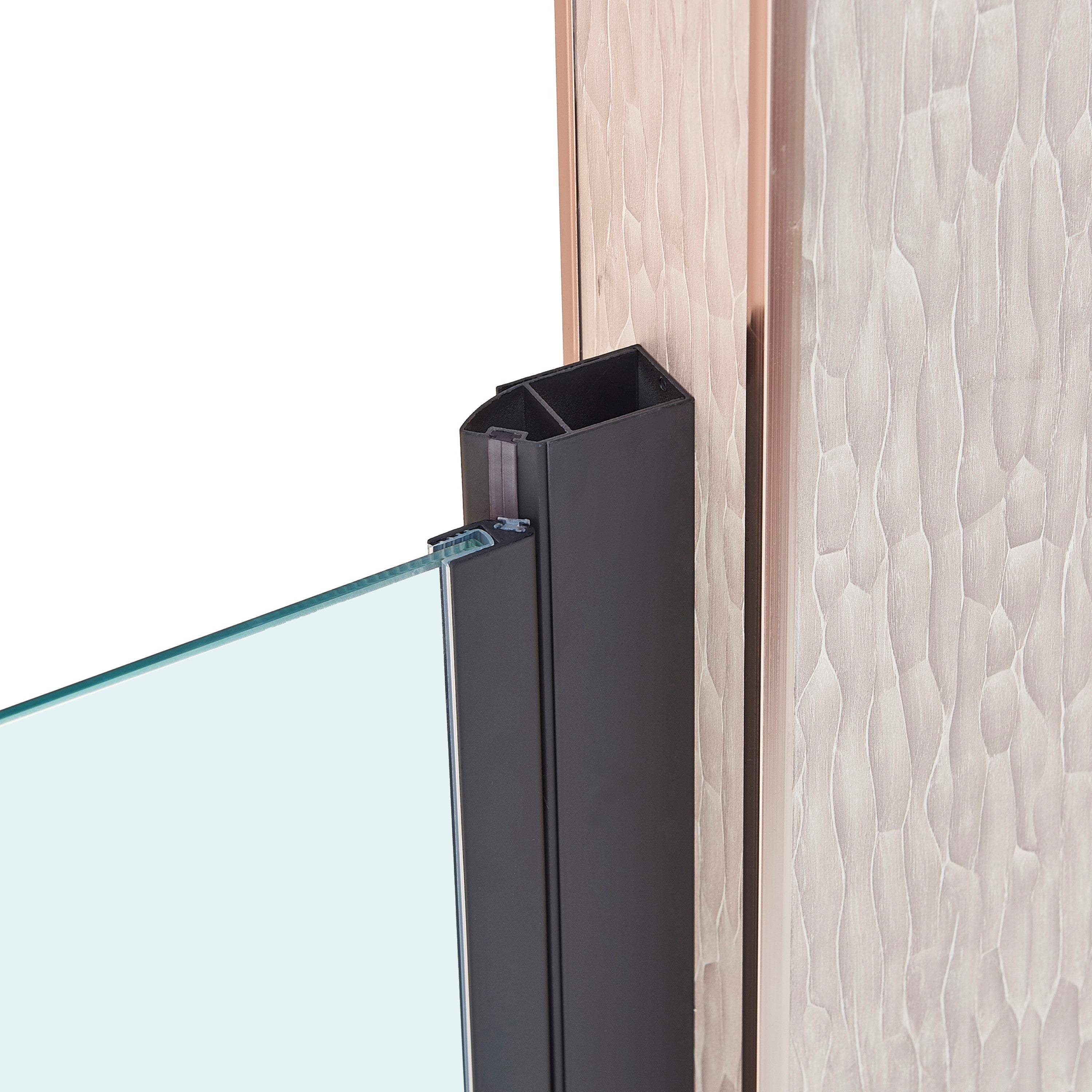30-35.5 x 75 in matte black pivot shower door dimension detail