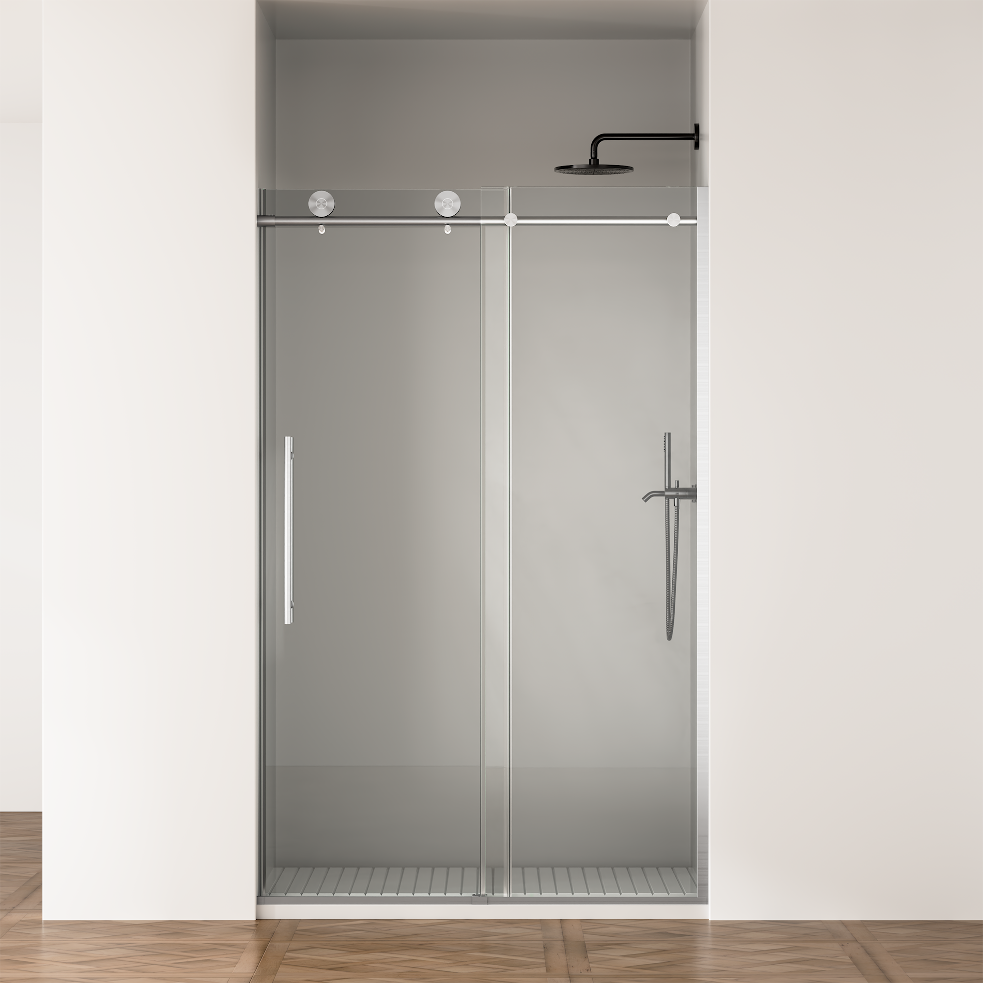 44-48 x 75 in Frameless Sliding Shower Door - 44-48 x 75 in / Brushed Nickel view 1