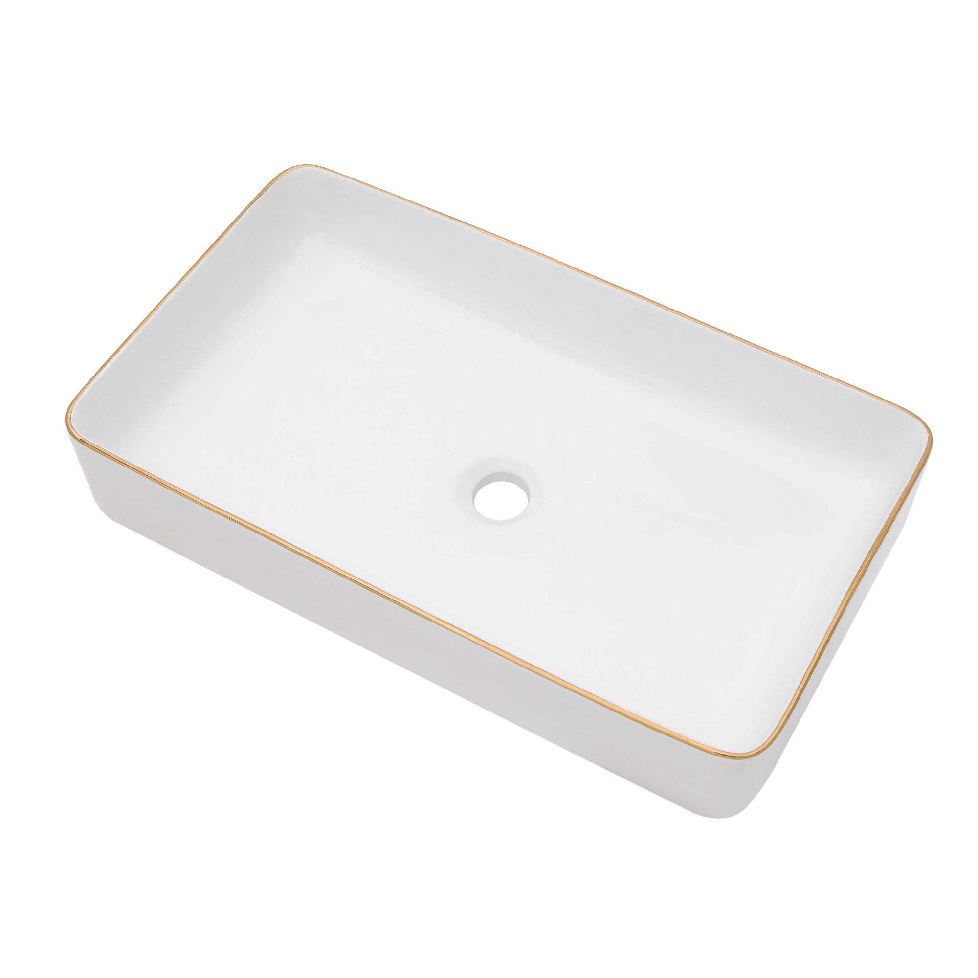 24x14 Inch White Ceramic Rectangular Vessel Bathroom Sink