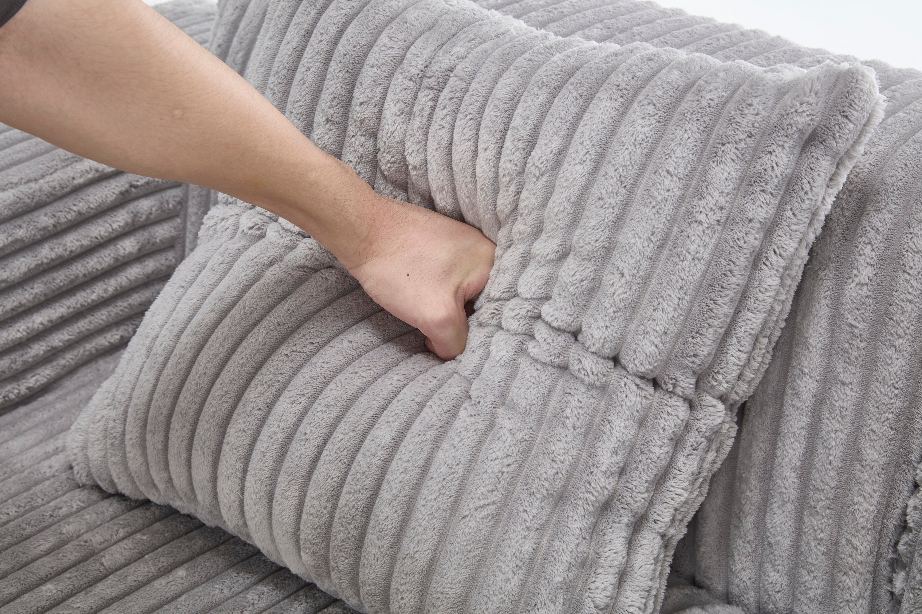 Modern Minimalist Modular Sectional Sofa,  L-Shape Upholstered Cloud Couch with Deep Seats, Right Facing Chaise for Living Room-Light Gray