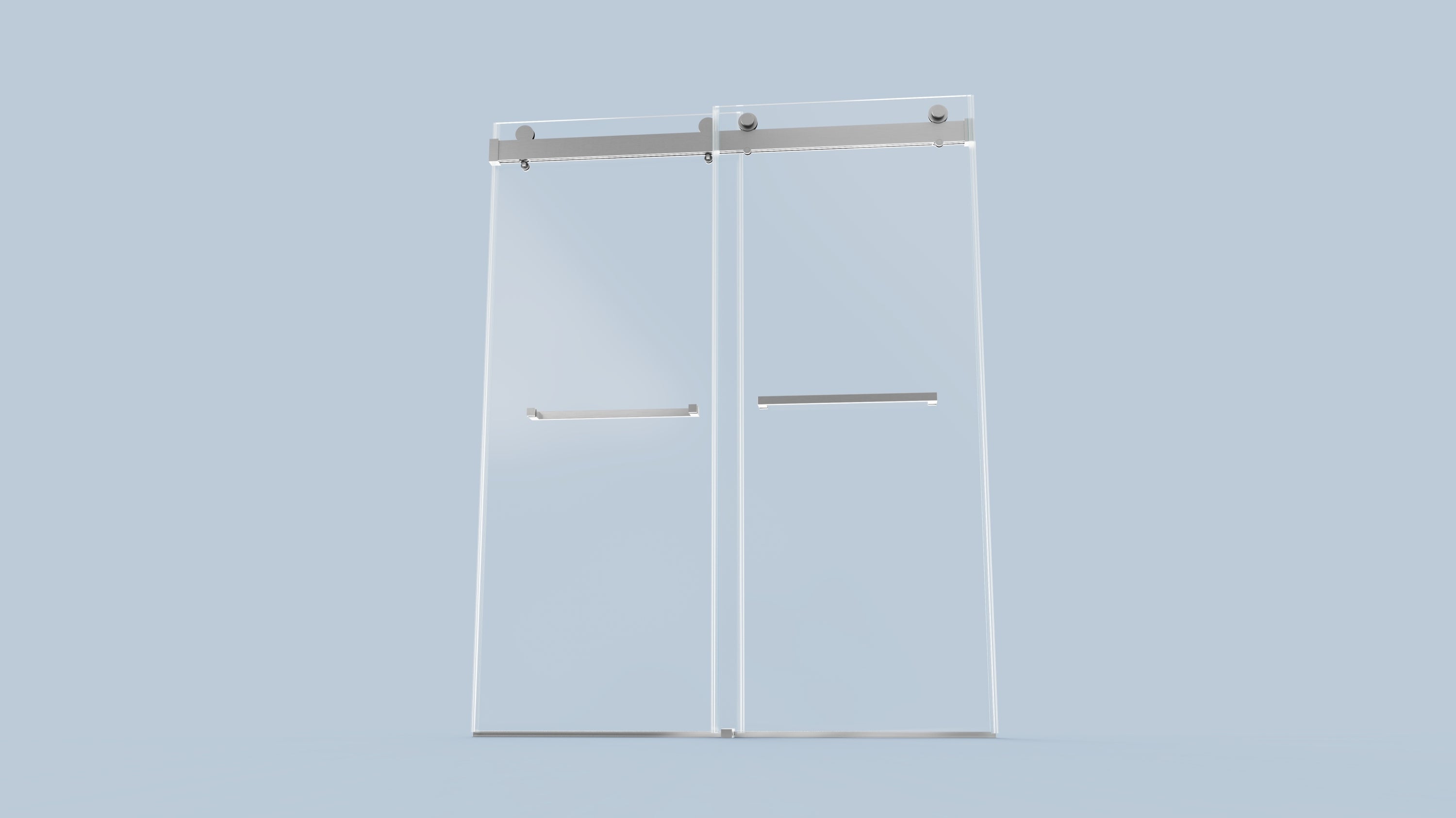 56-60 inches W *76 inches H  Frameless Double Sliding Soft-Close Shower Door in Brushed Nickel,3/8 inches (10mm) Thick SGCC Tempered Glass  Door with Explosion Proof Film(ED)