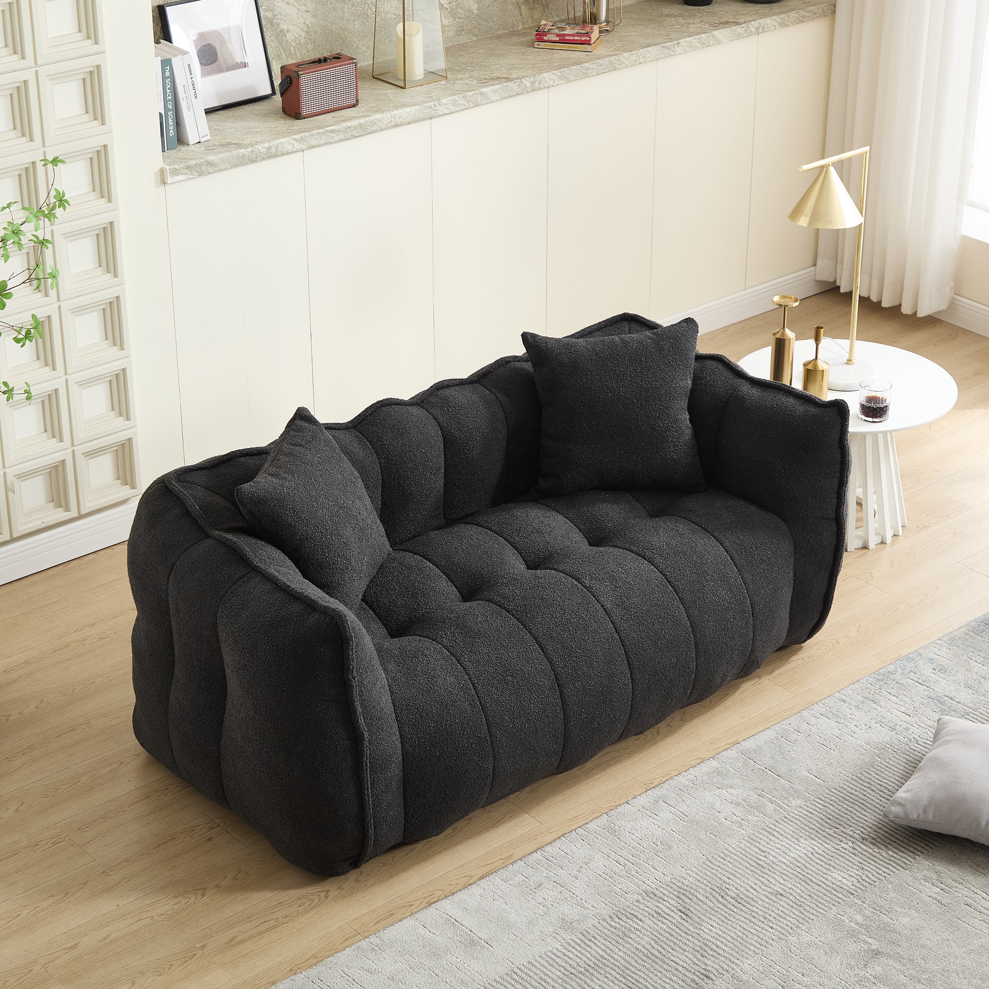 High-resilience foam beanbag recliner sofa, side view