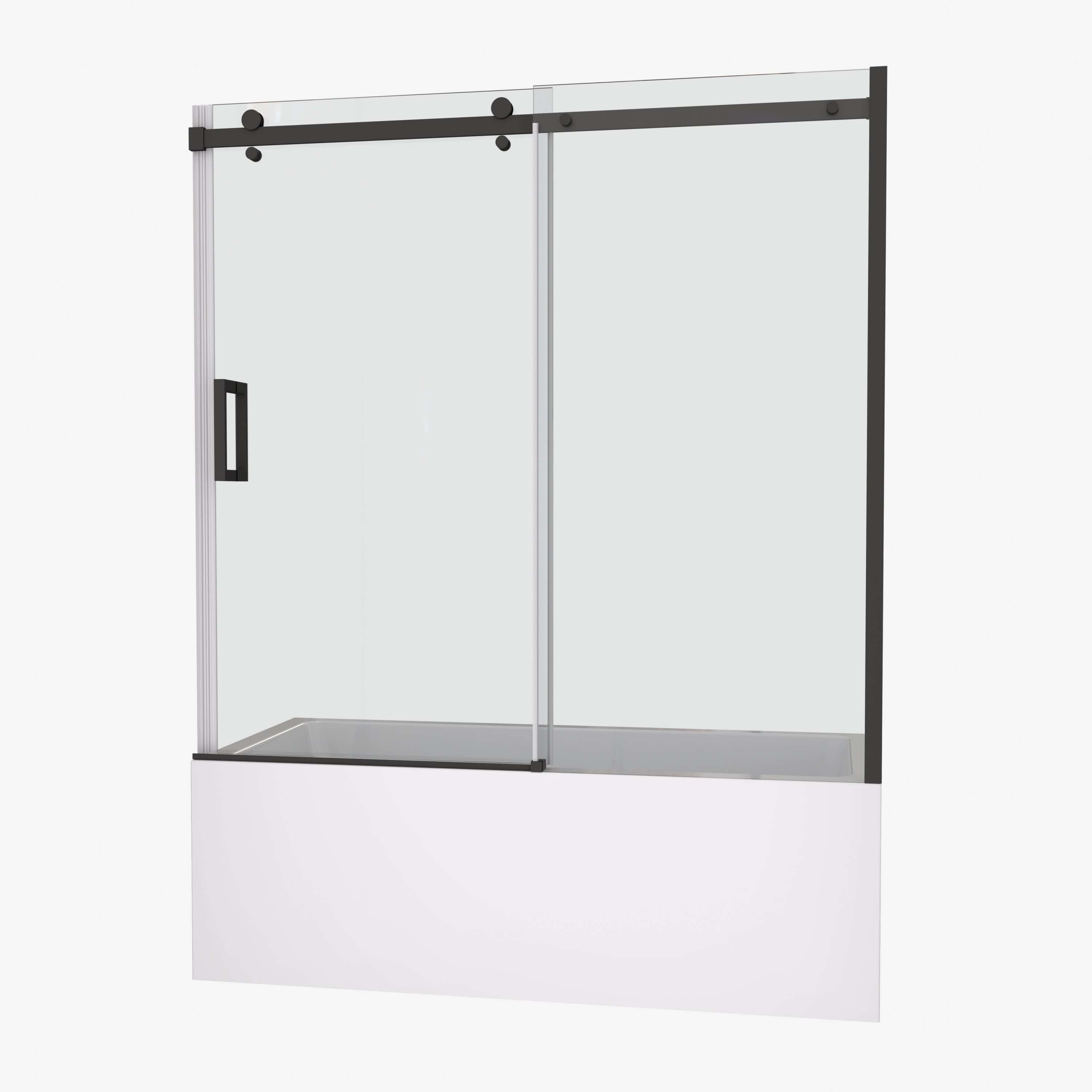 60"W x 58"H Bathtub shower door, sliding door, with 5/16" tempered glass and Matted black finish 6058