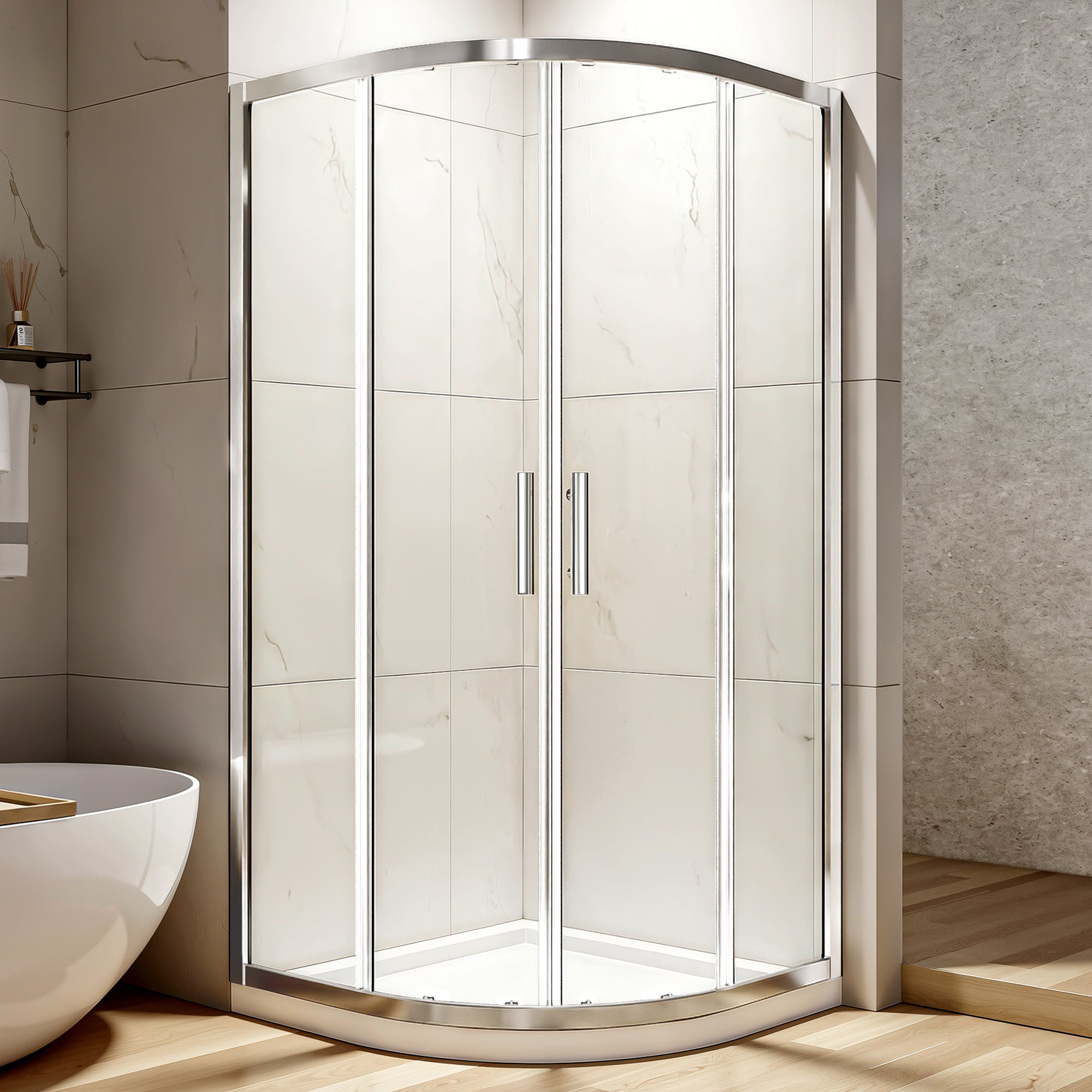 36 x 36 x 72 in Neo-Round Sliding Shower Enclosure - 36 x 36 x 72 in / Chrome view 1