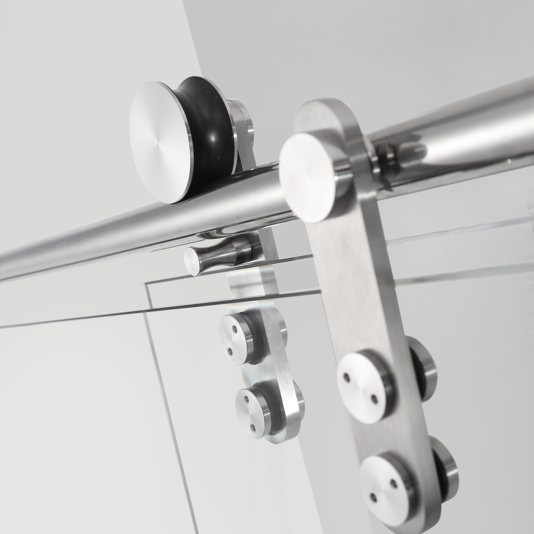 56-60 in. W x 76 in. H Frameless Shower Door, Single Sliding 5/16" (8mm) Clear Tempered Glass Shower Door with Explosion-Proof Film, Stainless Steel Hardware, Brushed Nickel 24D210-60BN-COMBO